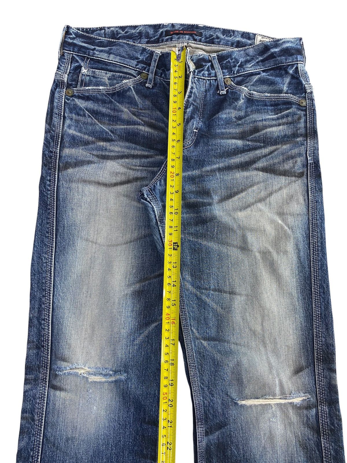 Japanese Brand Blueway Luxe Thunder Wash Ripped Style Flare Jeans Size US 32 / EU 48 - 6 Thumbnail