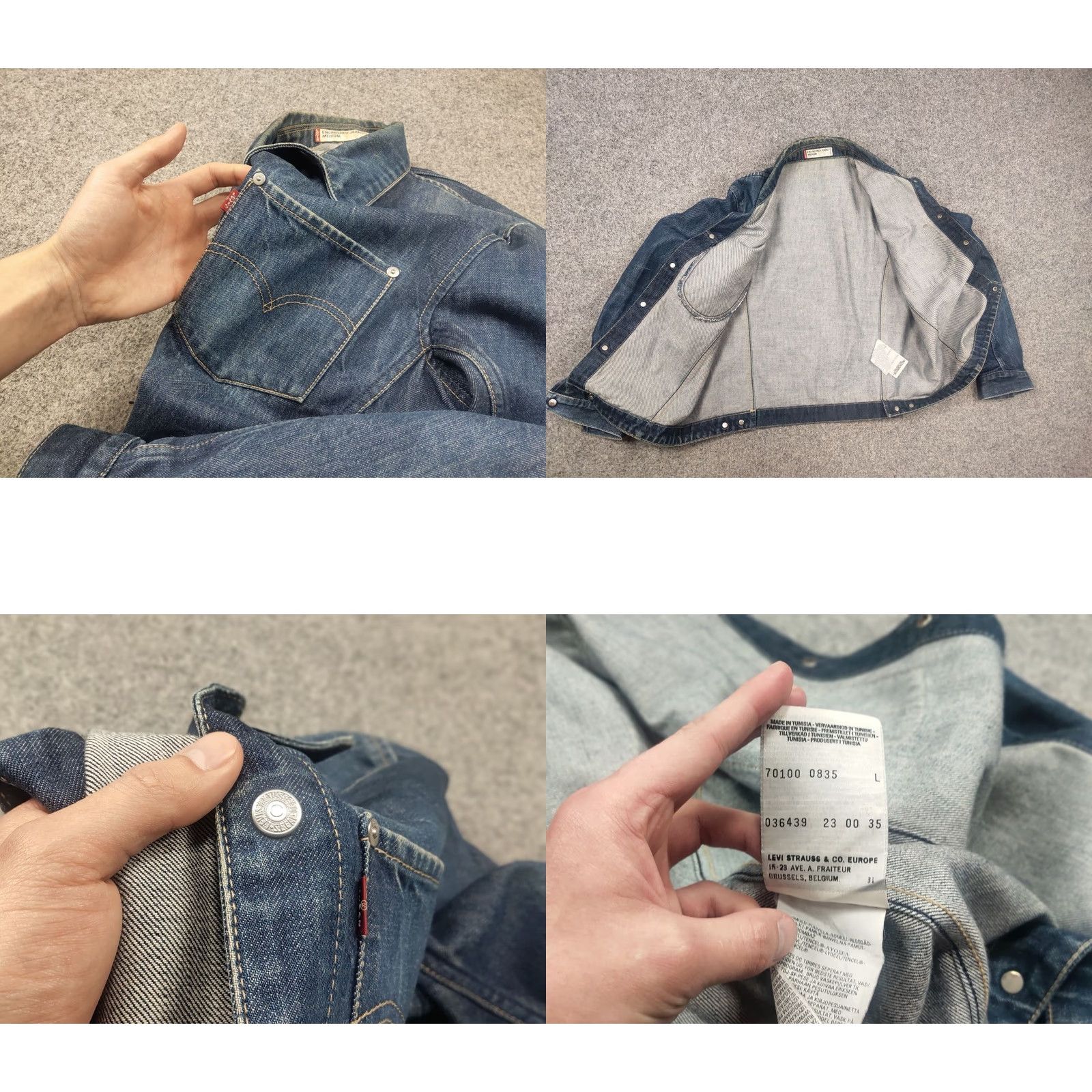 Levi's VINTAGE Levi's Trucker Jacket Denim Blue Pocket Faded 90s 00's Engineered Jeans Style: Biker, Button Closure, Mid-Length, Regular Fit Mens Jacket Size US 31 - 10 Thumbnail