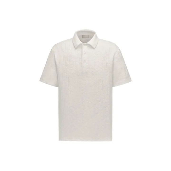 Dior Dior White Printed Short Sleeve Polo Shirt 0079-2507