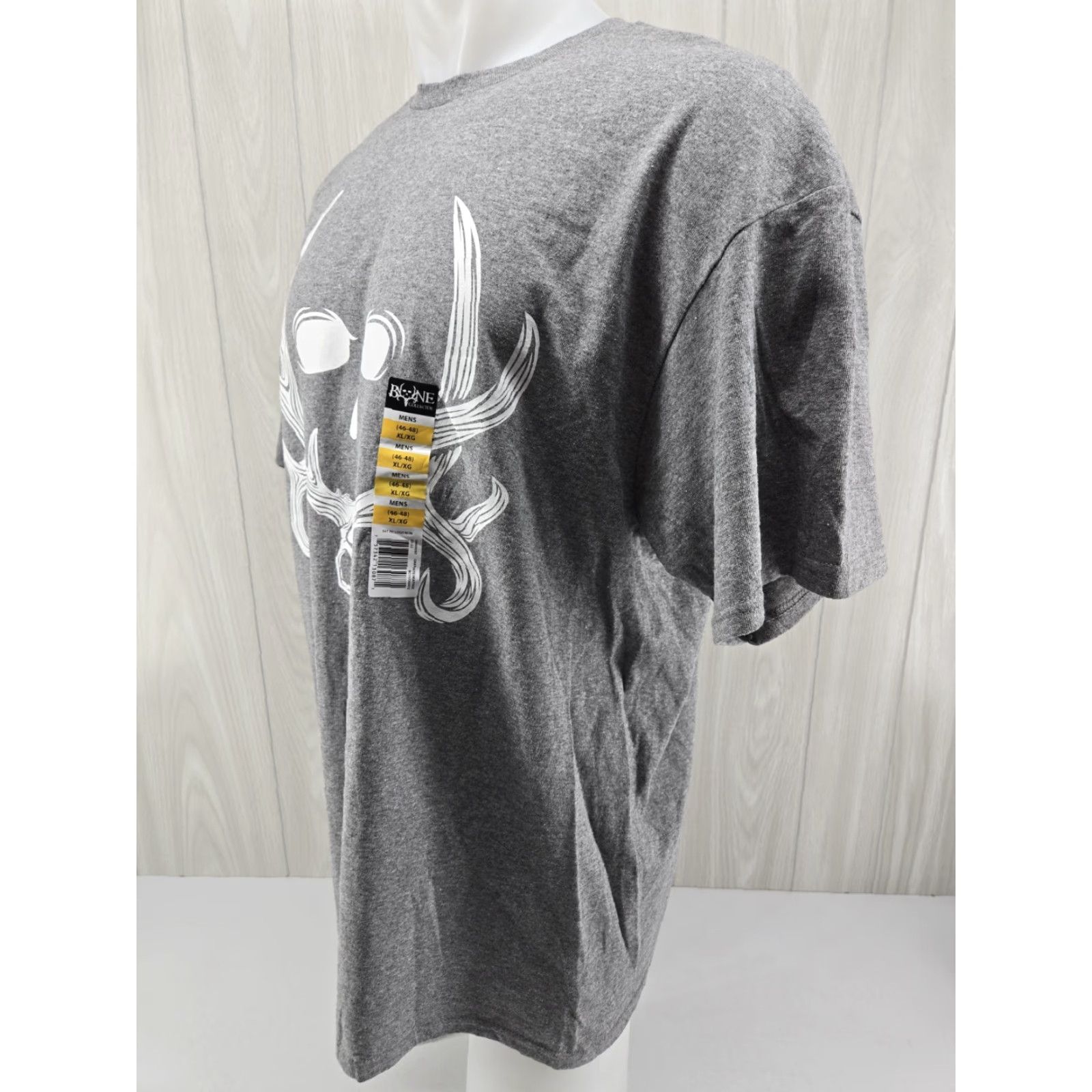 Logo 7 Bone Collector T-shirt XL Gray White Logo Men Shirt Short Sleeve Crew Neck Graphic Print Skull Logo Size US XL / EU 56 / 4 - 4 Thumbnail