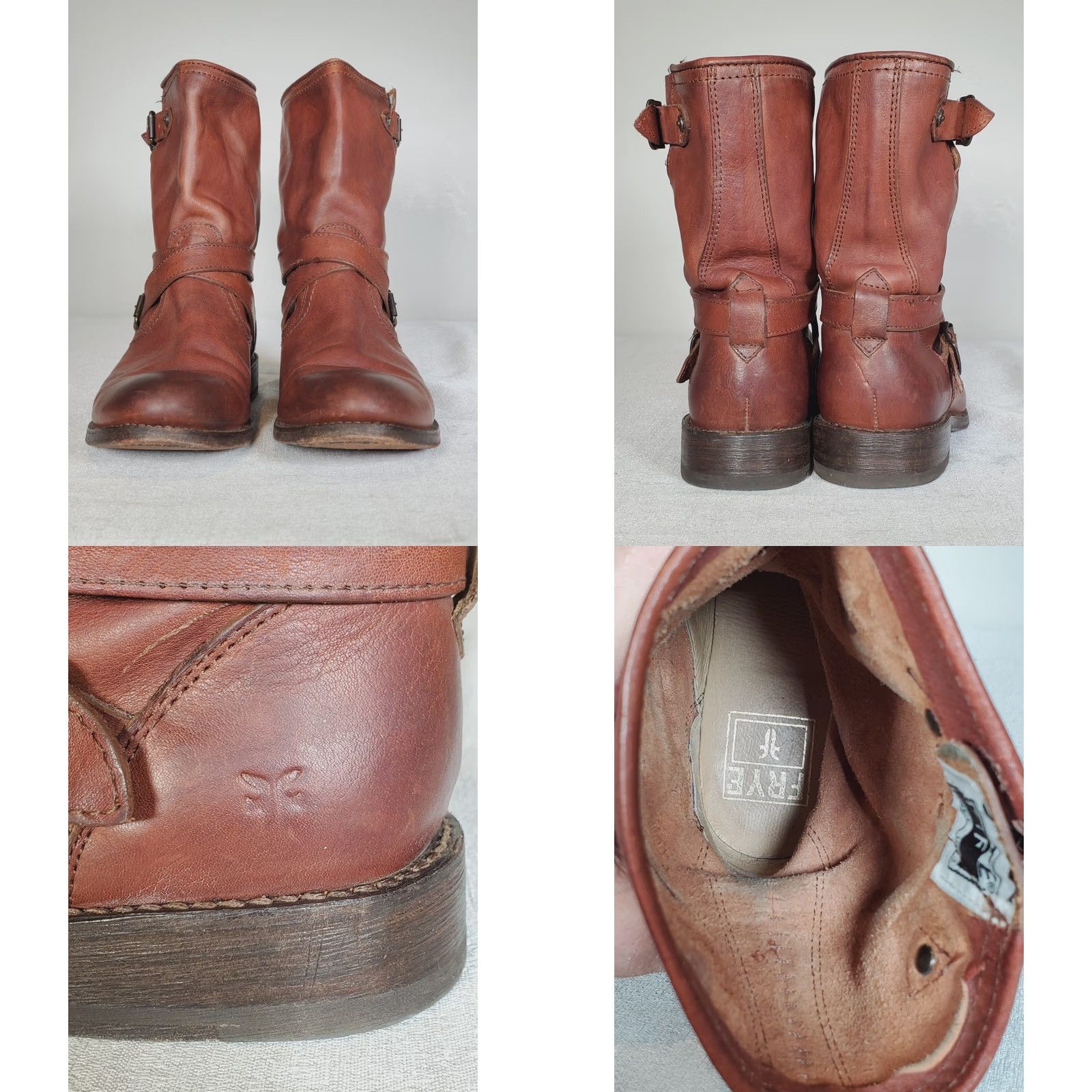 Frye FRYE Jayden Cross Engineer Boots Mahogany Leather Pull On Ankle Women's US 7 B Boots Womens Size US 7 / IT 37 - 8 Thumbnail