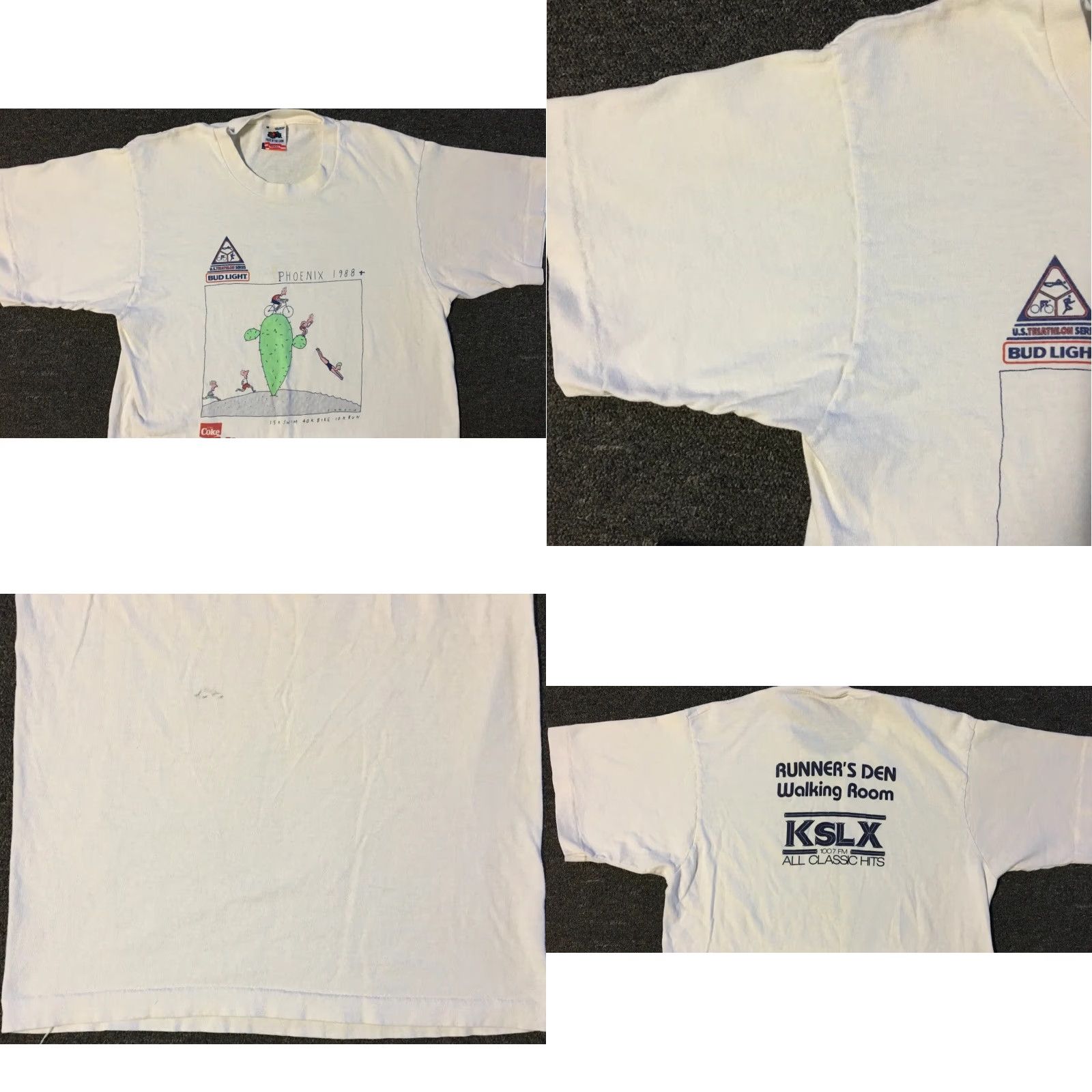 Vintage VINTAGE Bud Light Coca Cola Faded Triathlon Shirt M White 80s 90s Grunge Beer Sports USA Mens Size US M / EU 48-50 / 2 - 8 Thumbnail