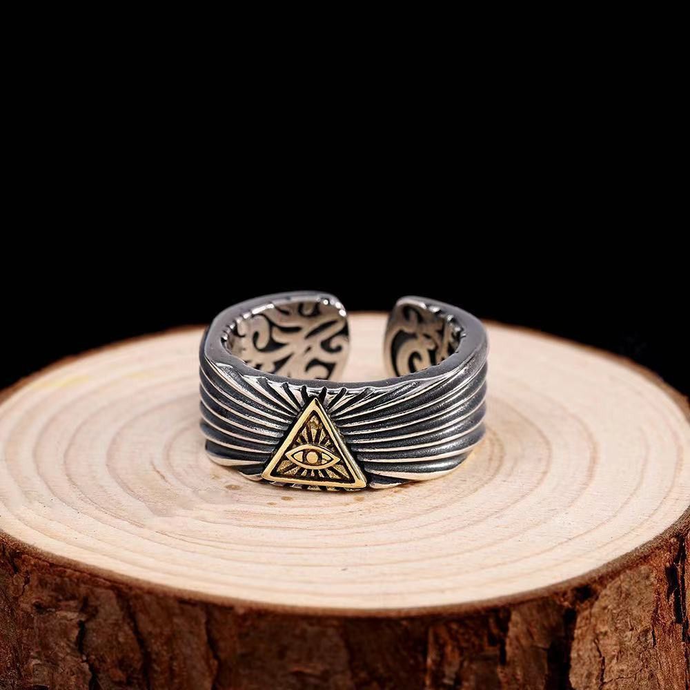 Vintage Resizable Golden Eye of Providence Punk Gothic Ring Size ONE SIZE - 5 Thumbnail