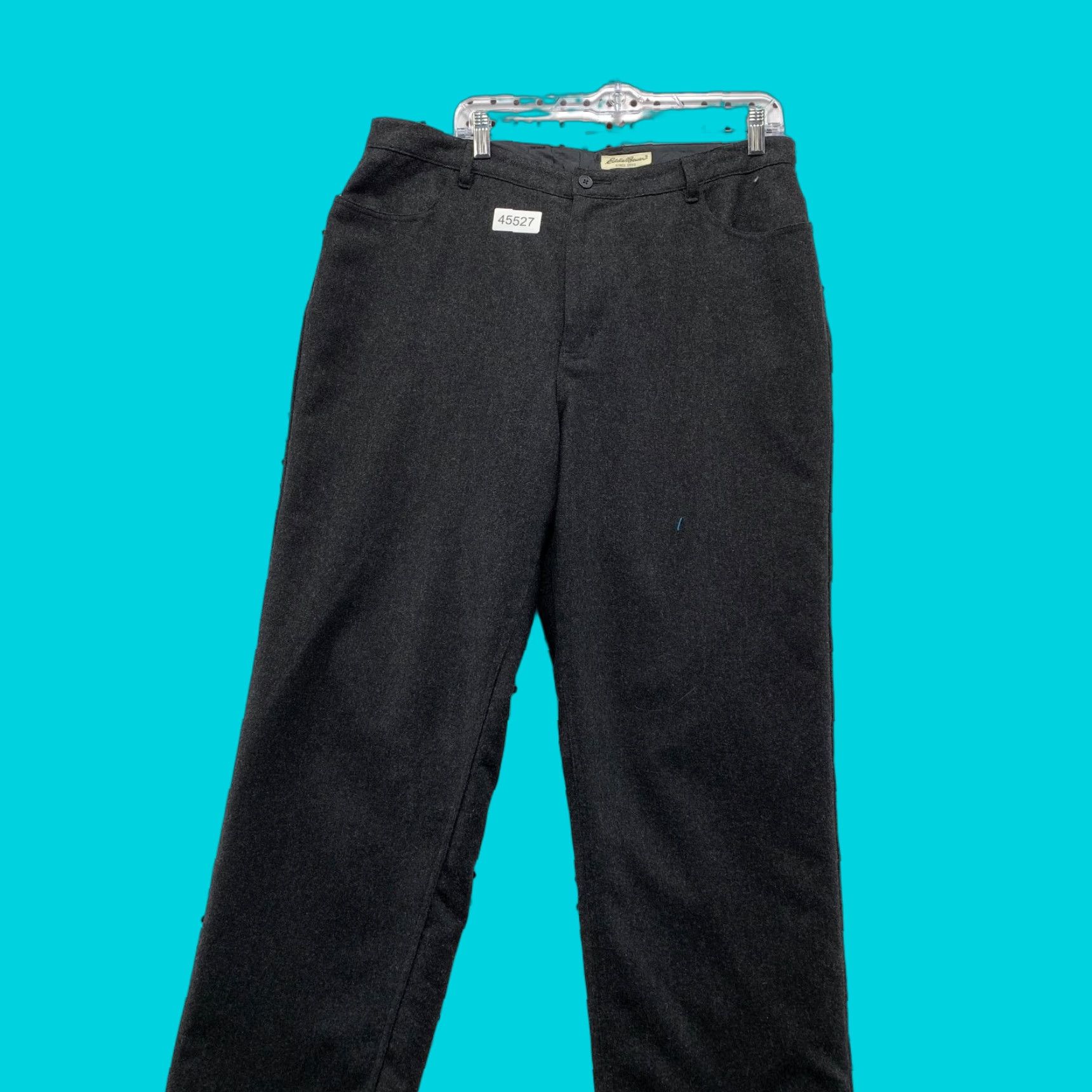 VINTAGE Eddie Bauer Wool Pants Womens 18 Black Charcoal Straight Fit 36x31