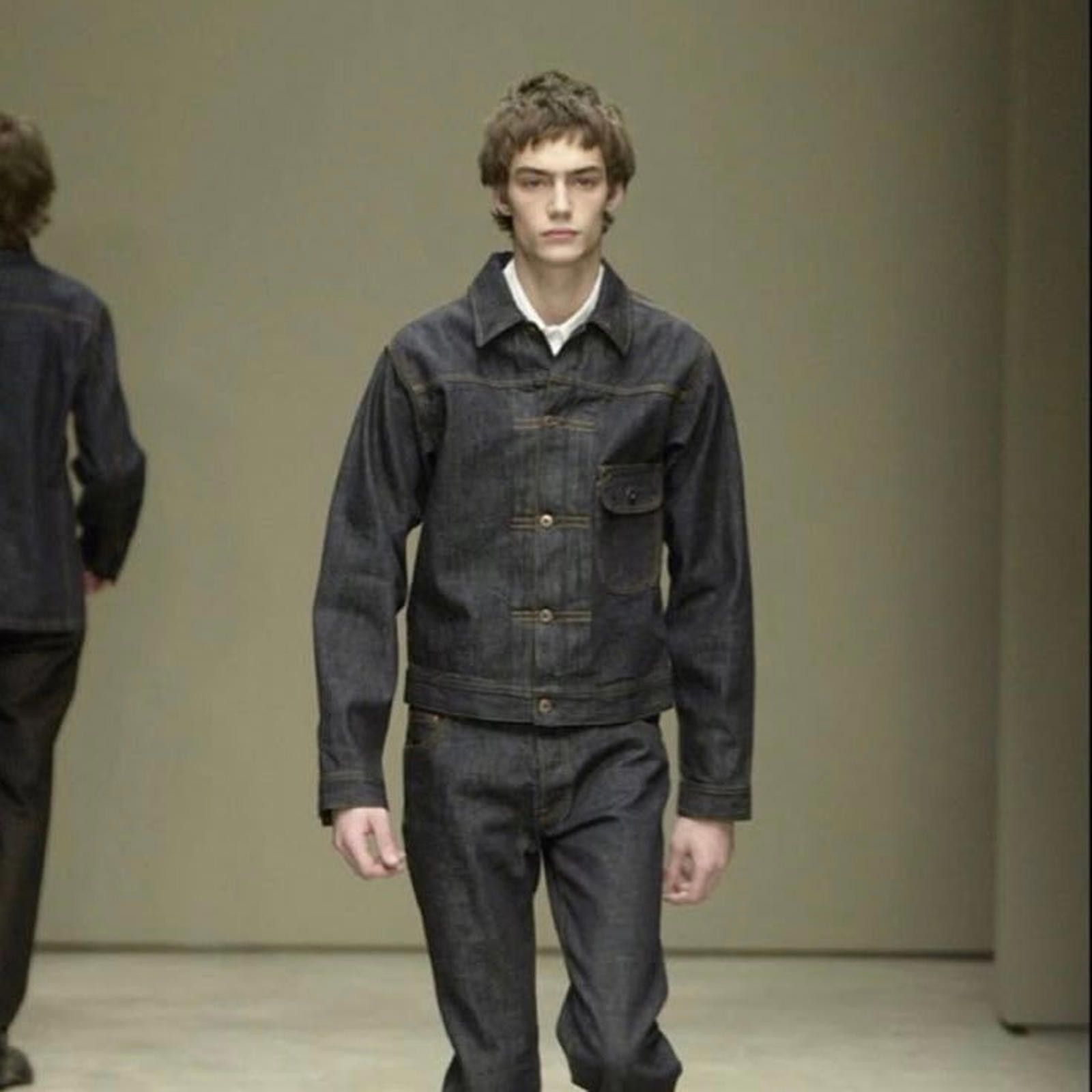 Miu Miu Miu Miu 2001 Runway Denim Fiammoto Pleated Work Jacket - S/M Size US M / EU 48-50 / 2 - 2 Thumbnail