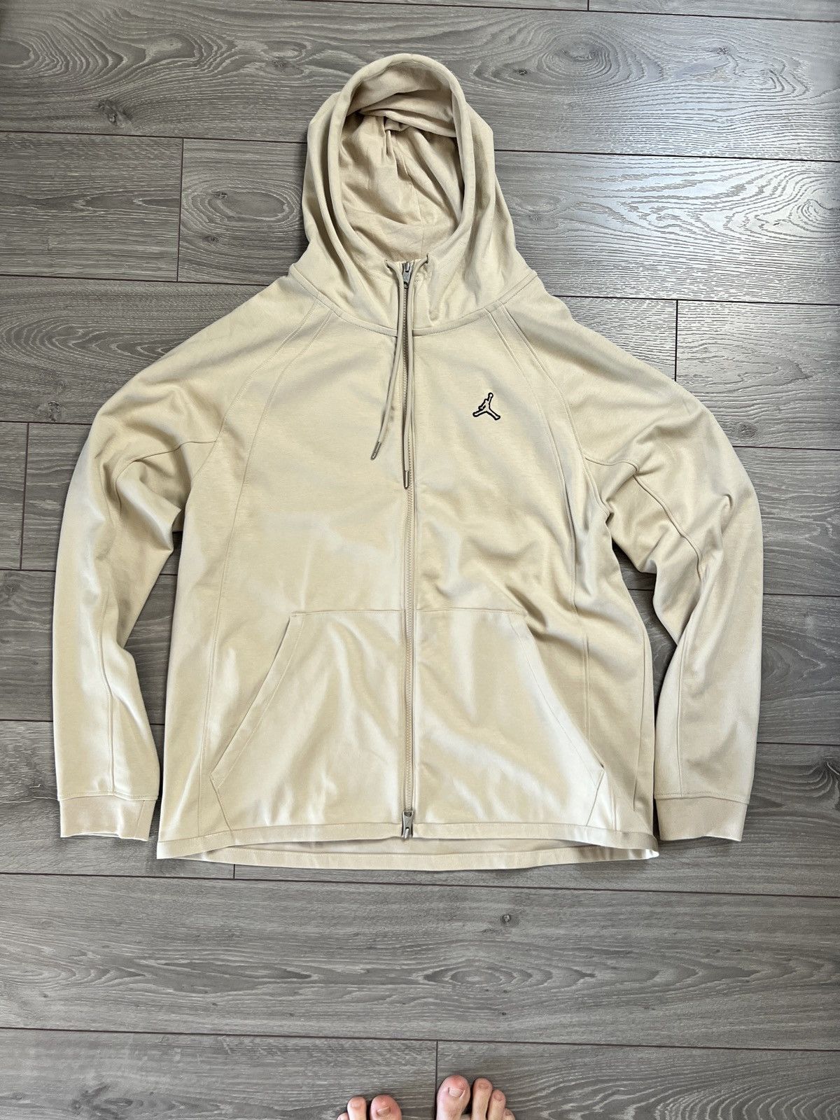 image of Jordan Vintage Jordan Zip Hoodie in Beige Navy, Men's (Size XL)