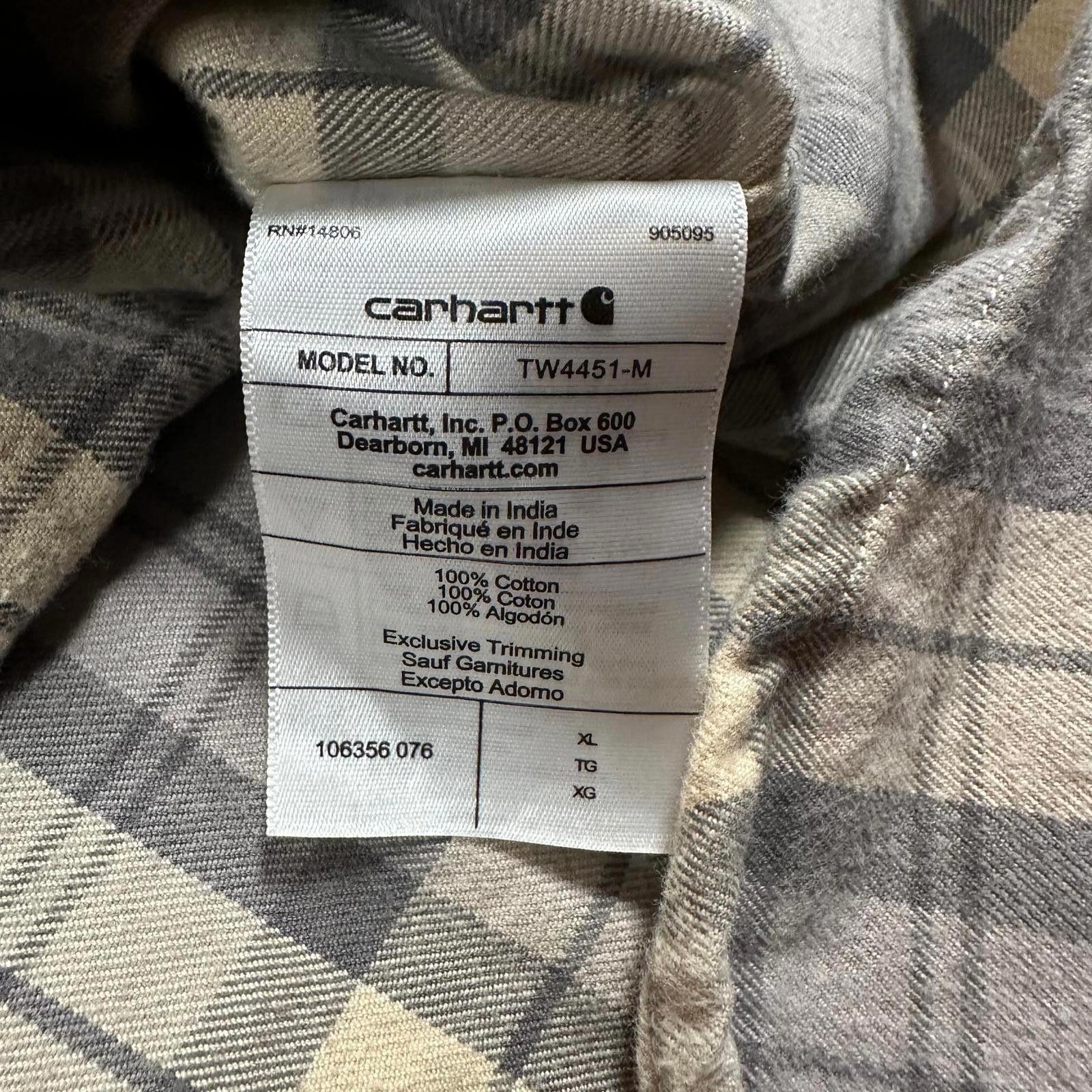 Carhartt Carhartt Mens Heavy Flannel XL Gray Cream Plaid Loose Fit Size US XL / EU 56 / 4 - 5 Thumbnail