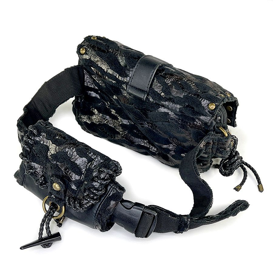 Tornado Mart Tornado Mart Vintage Black Faux Fur/Leather Dbl Fanny Pack Size ONE SIZE - 5 Thumbnail