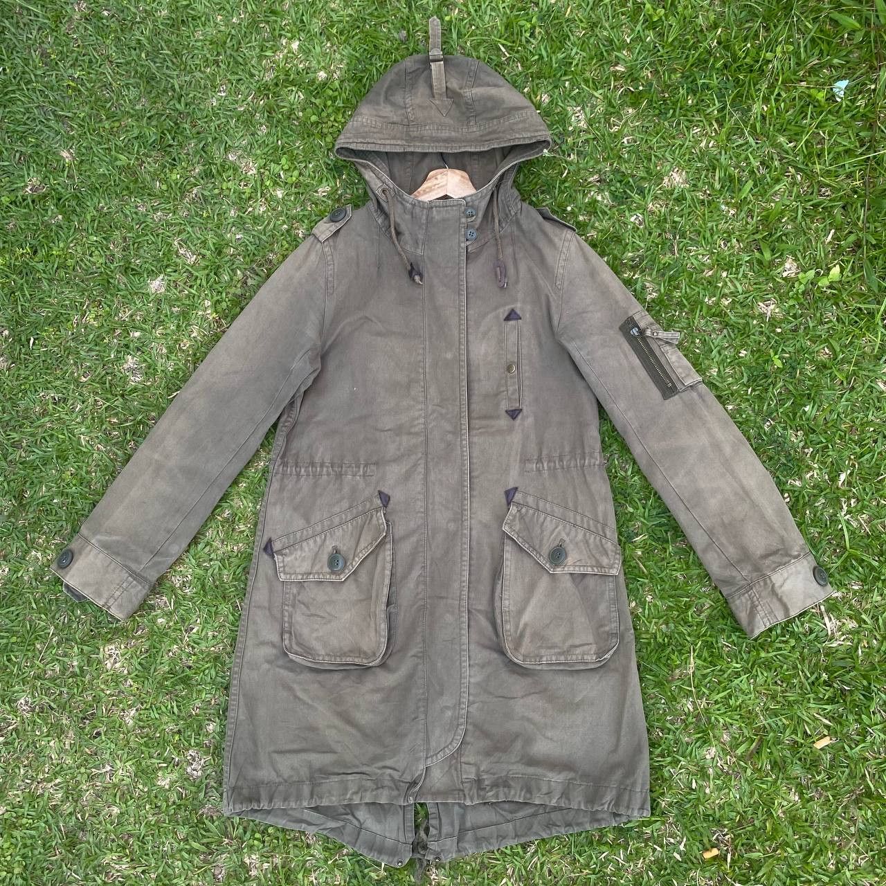 image of If Six Was Nine x Le Grande Bleu L G B Vintage Vert Dense Sun Faded Military Parka Jacket in Sun Fa
