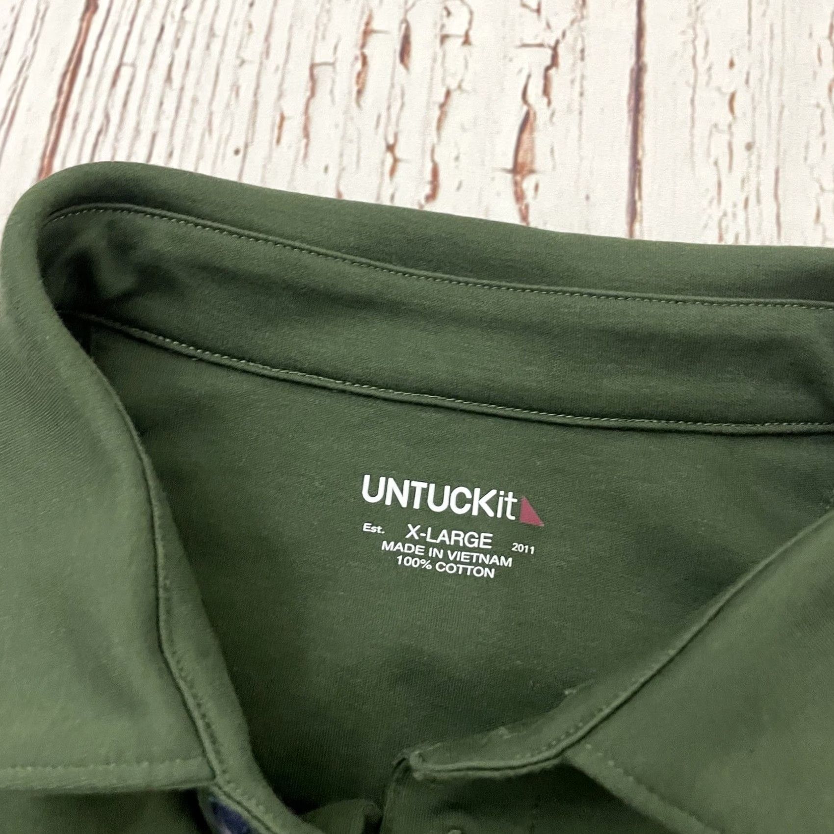 UNTUCKit UNTUCKit Long Sleeve Rugby Shirt Men's XL Green Cotton Size US XL / EU 56 / 4 - 2 Thumbnail