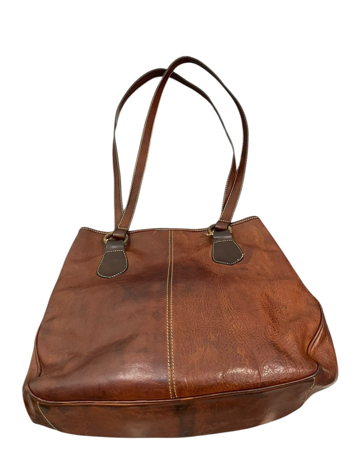Genuine Leather Full Leather Patina Vintage Unknown Italy Shoulder Bag 1🟩2 Size ONE SIZE - 13 Thumbnail