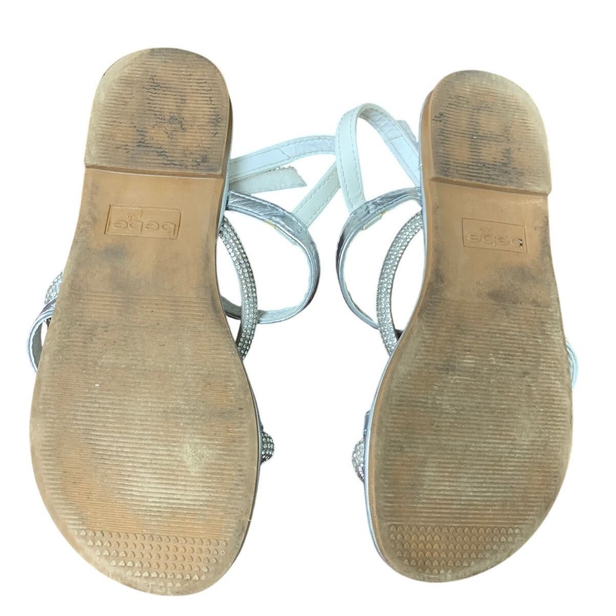 Bebe Bebe Girls Size 12 Silver Rhinestone Flat Sandal Shoes Size US 12 / IT 42 - 8 Thumbnail