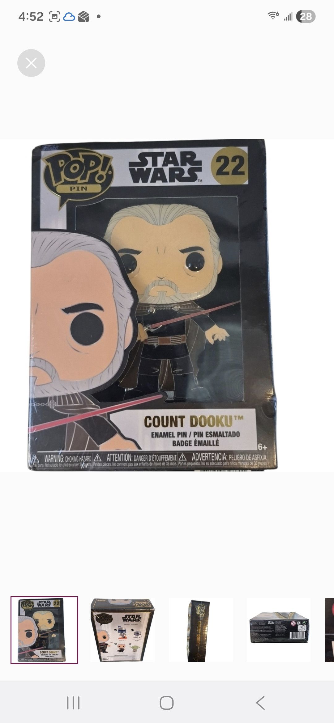 Other Funko × Star Wars POP PIN Count Dooku Enamel Pin Size ONE SIZE - 1 Thumbnail