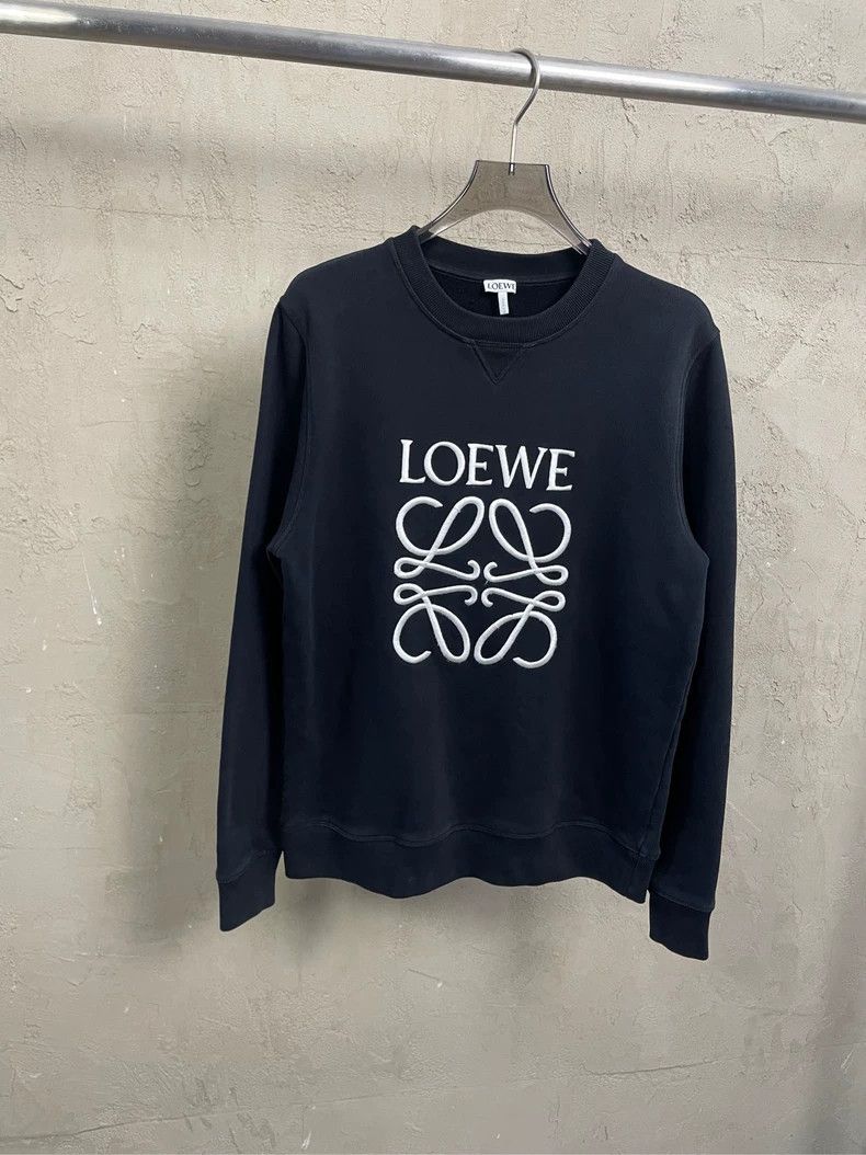 Loewe LOEWE Black embroidered logo round neck hoodie Size S / US 4 / IT 40 - 1 Thumbnail