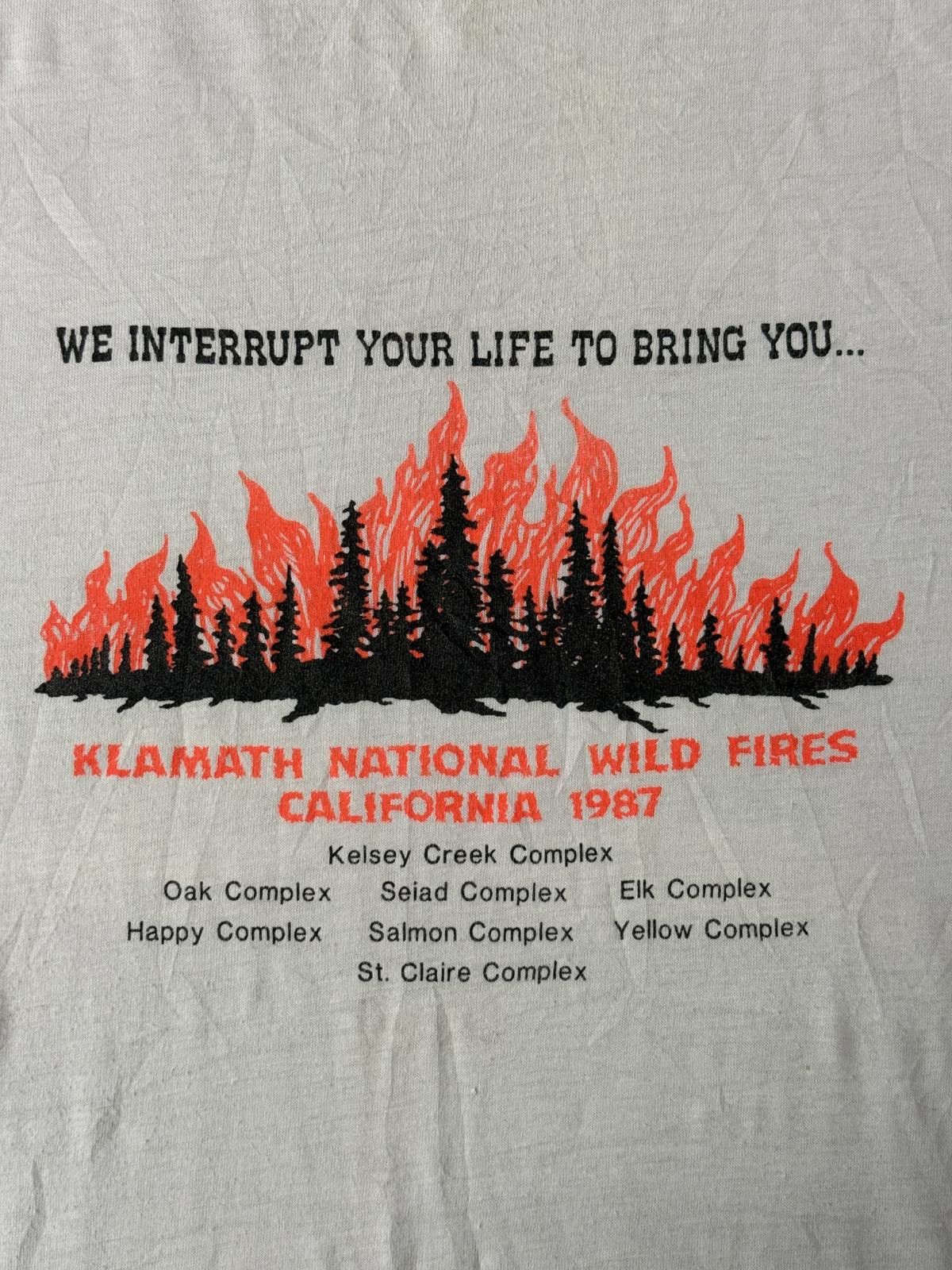 Hanes California Wild Fires T-shirt Klamath National 1987 Tee - L Size US L / EU 52-54 / 3 - 3 Thumbnail