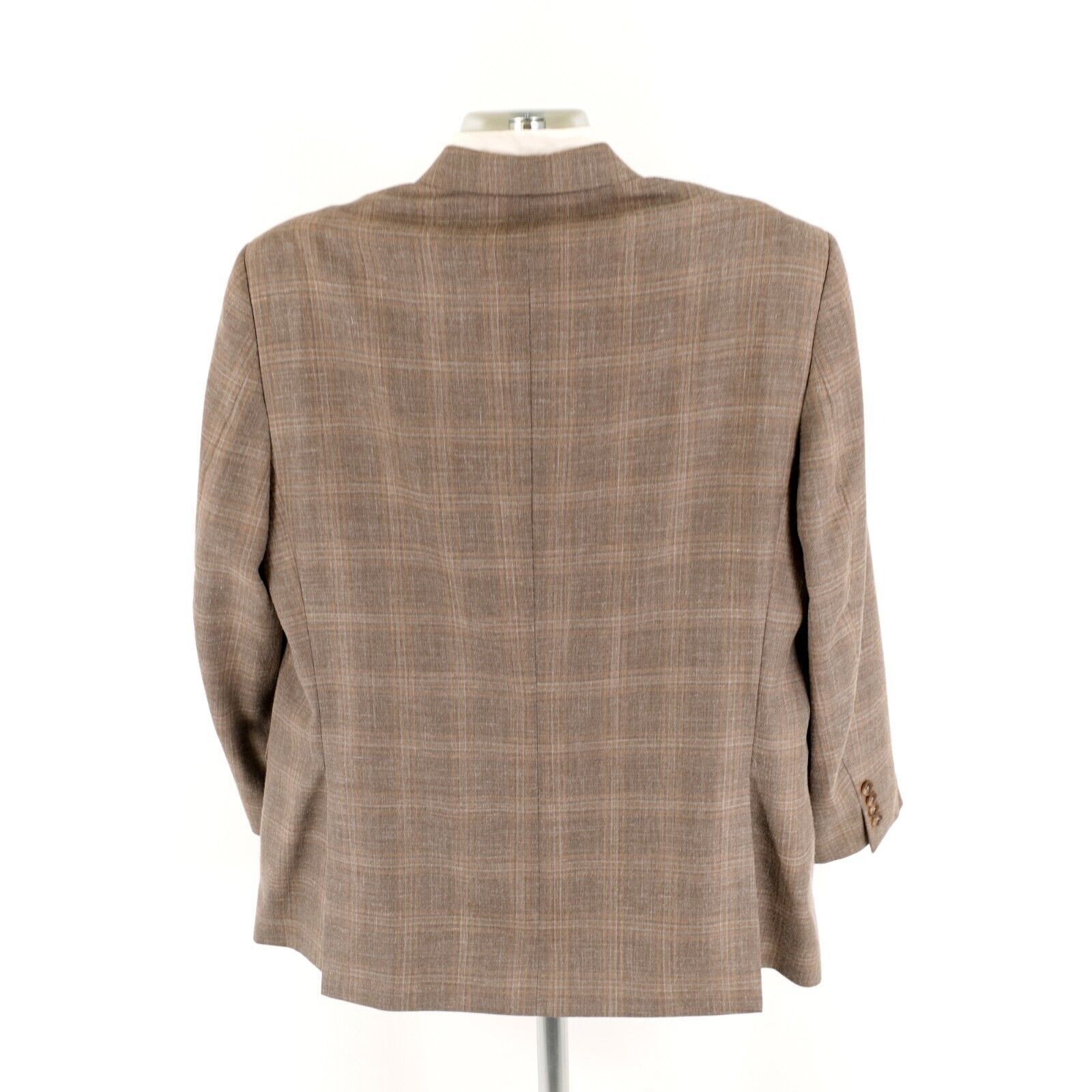 Jos. A. Bank Jos A Bank Signature Wool Silk Linen Tan Plaid 2 Button Spor Size 44R - 6 Thumbnail