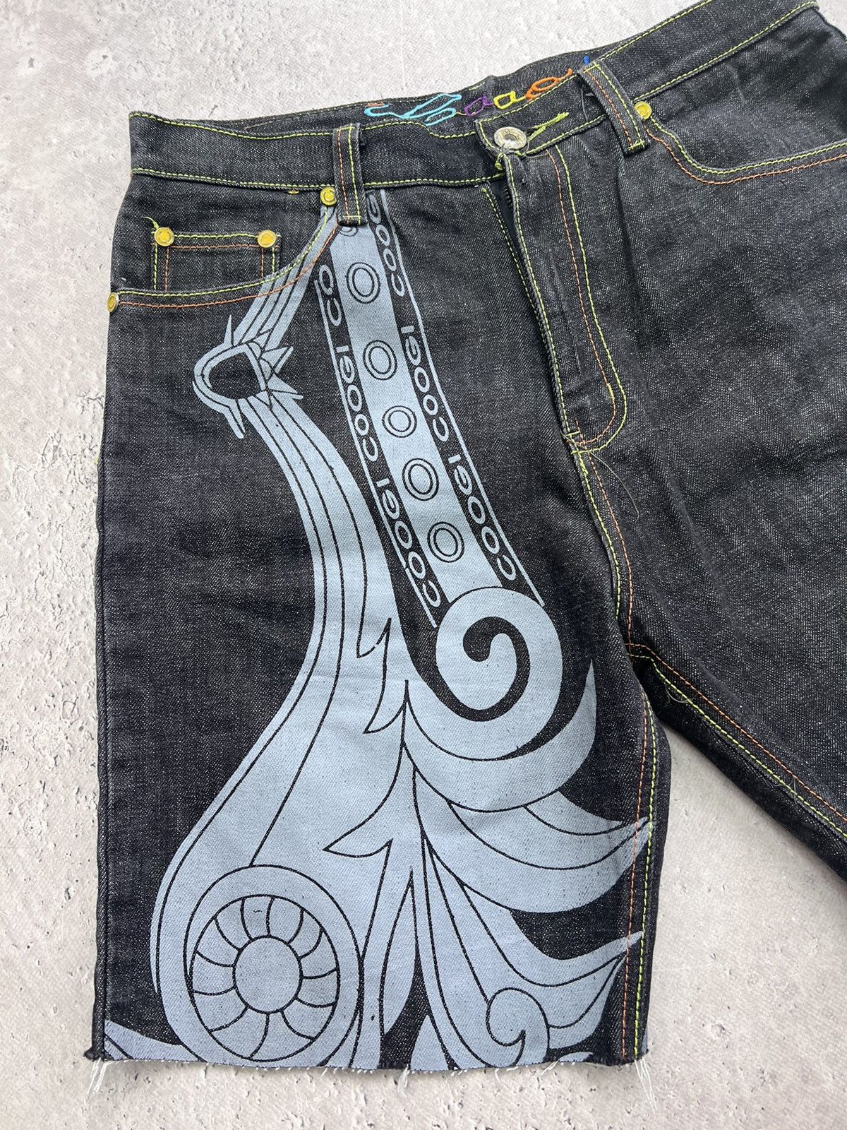 Comme des Garcons × JNCO × Vintage Crazy Vintage Coogi Shorts Baggy Embroidered Rap Hiphop Size US 32 / EU 48 - 2 Thumbnail