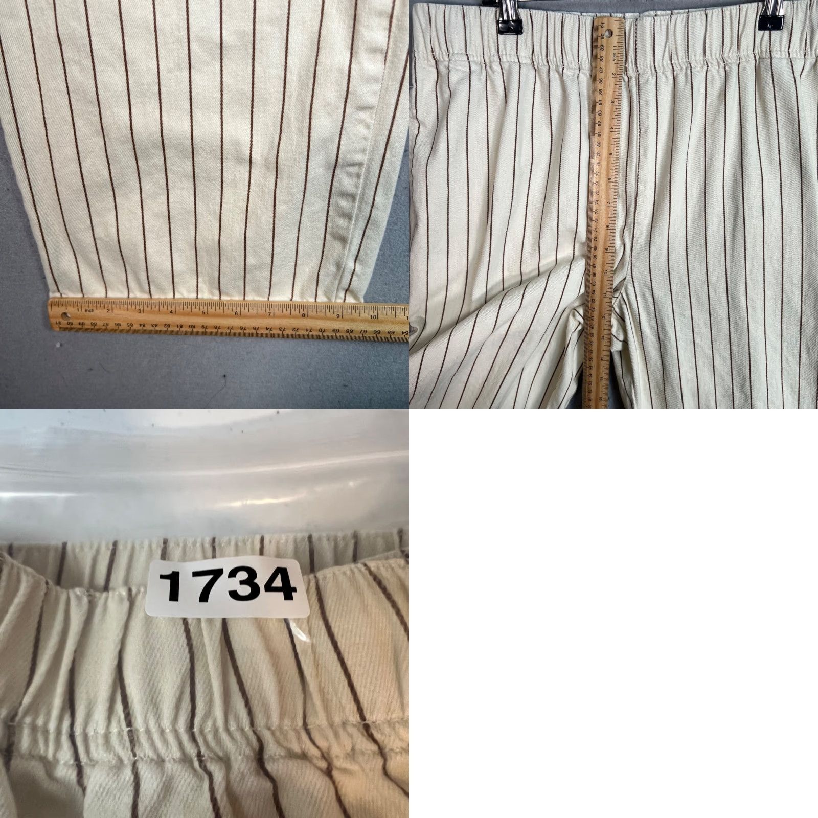 Topshop VINTAGE Topshop Pants 12 Cream Relaxed Fit Pinstripe Striped Trousers Pants Womens Size 34" / US 12 / IT 48 - 8 Thumbnail