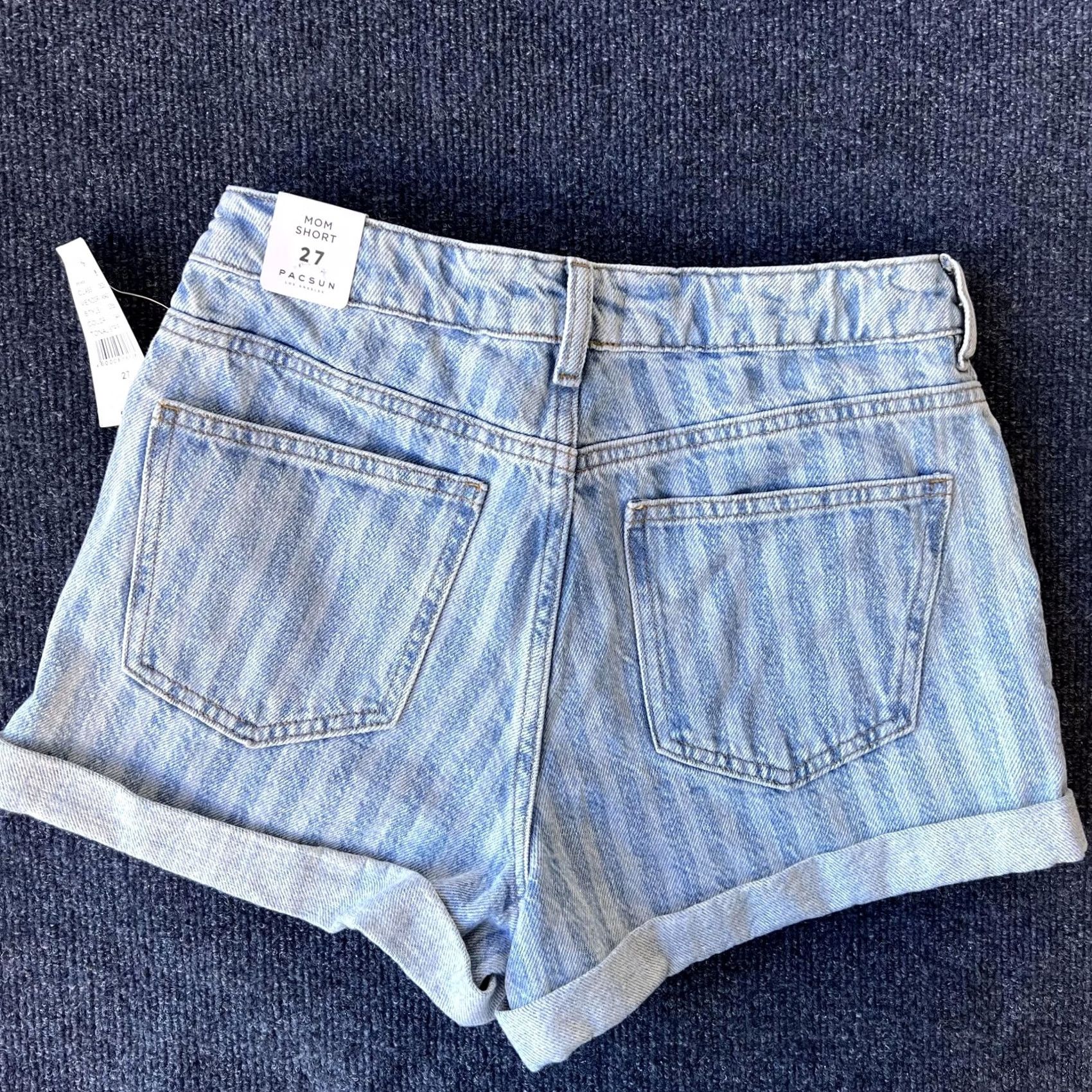 Pacsun PacSun Shorts Womens 27 Light Wash Mom Short Denim Tonal Stripe High Rise Cuffed Size 27" / US 4 / IT 40 - 4 Thumbnail