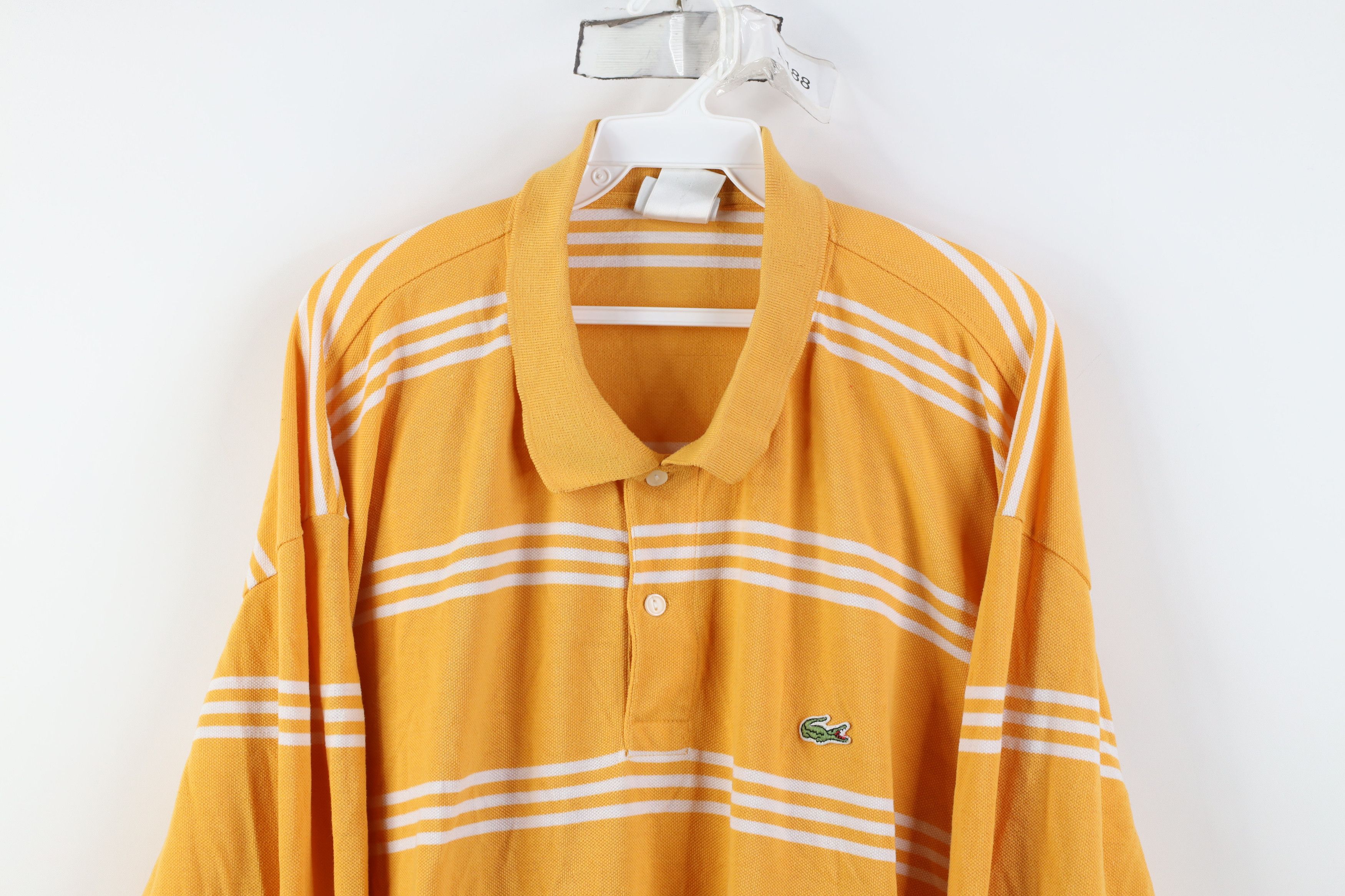 Lacoste Vintage Lacoste Logo Striped Long Sleeve Rugby Polo Shirt Size US XXL / EU 58 / 5 - 2 Thumbnail