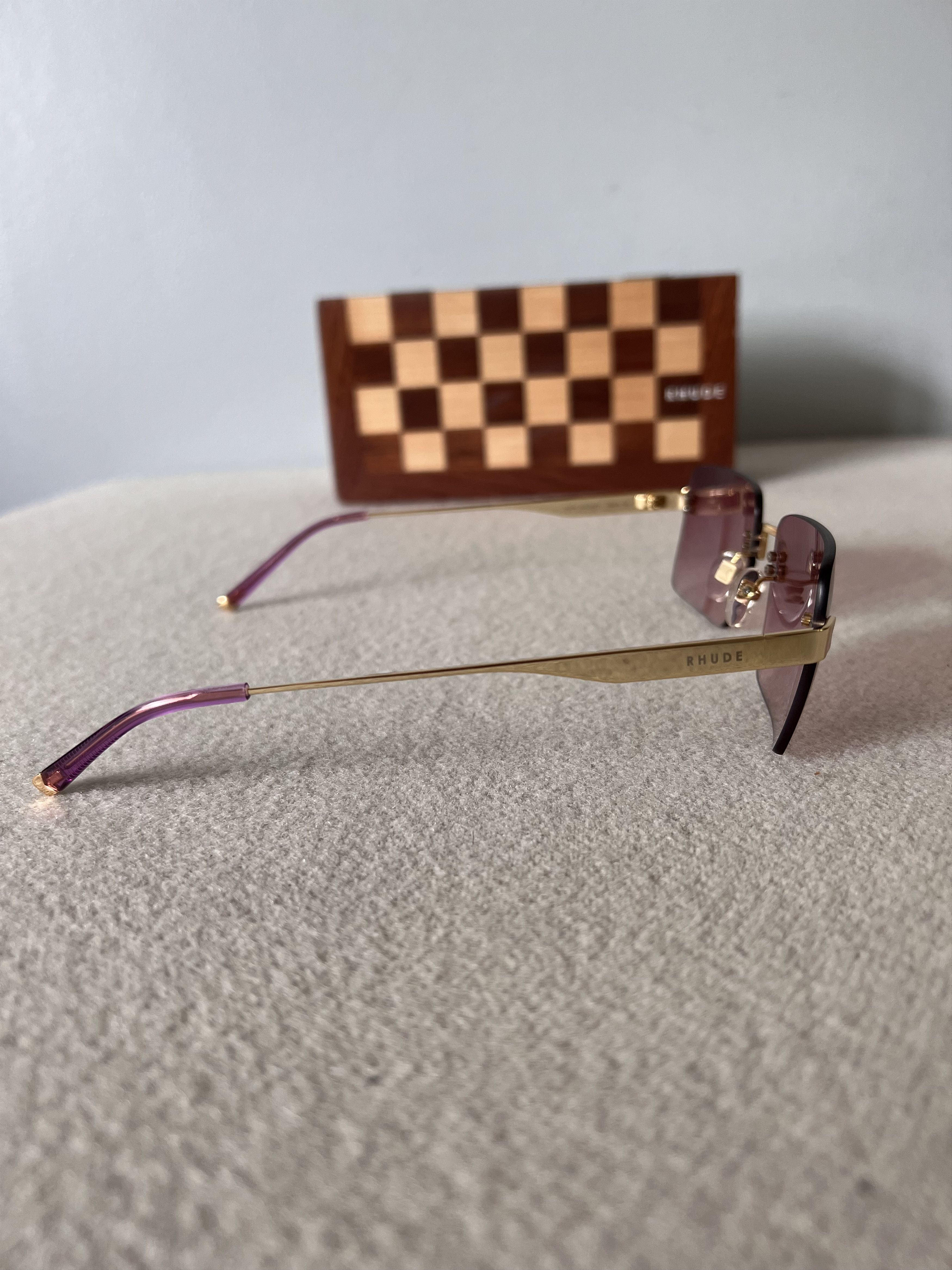 Rhude Rhude New Money Sunglasses in Gold with Rose Lens Size ONE SIZE - 4 Thumbnail