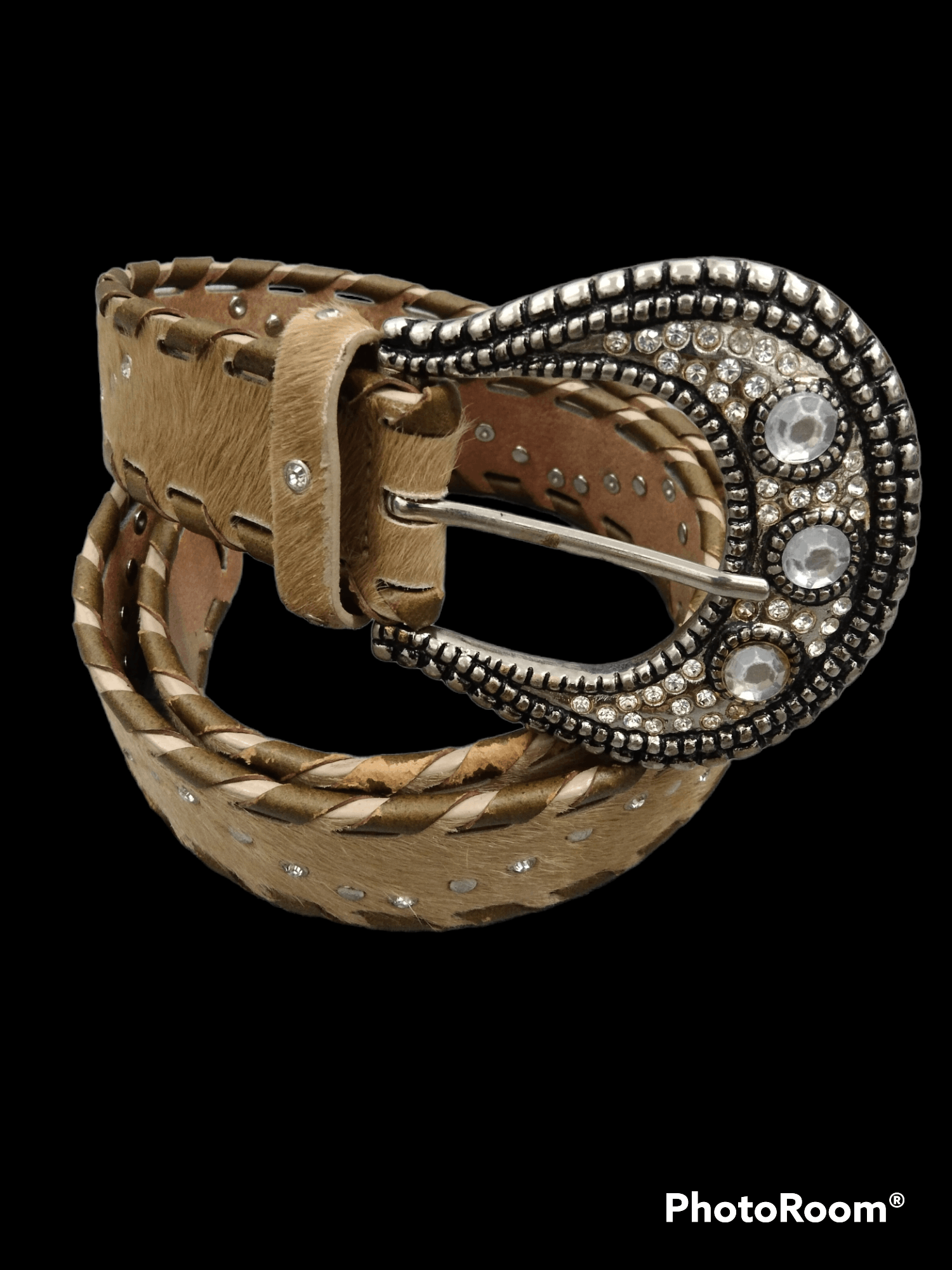 Leather LEATHER STUDDED SWAROVSKI HORSE HAIR UMBRAND BELT Size ONE SIZE - 1 Thumbnail