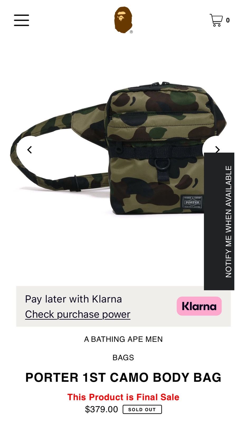 Bape × Porter Bape x Porter Cross Body Bag Size ONE SIZE - 10 Thumbnail