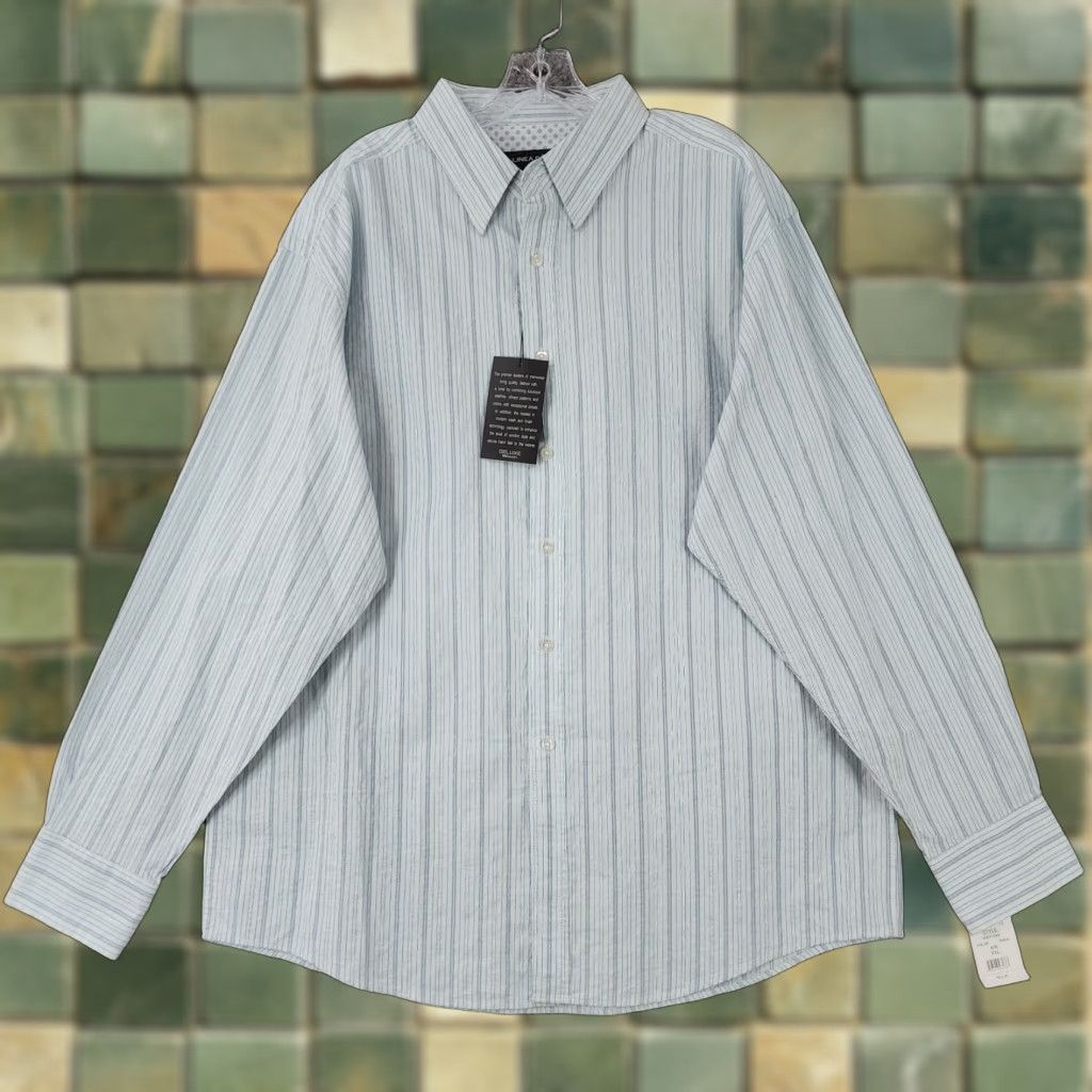 Vintage Linea Dome Shirt Men 2XL Blue Striped Long Sleeve Button-Up Shirt Mens Size US XXL / EU 58 / 5 - 1 Thumbnail