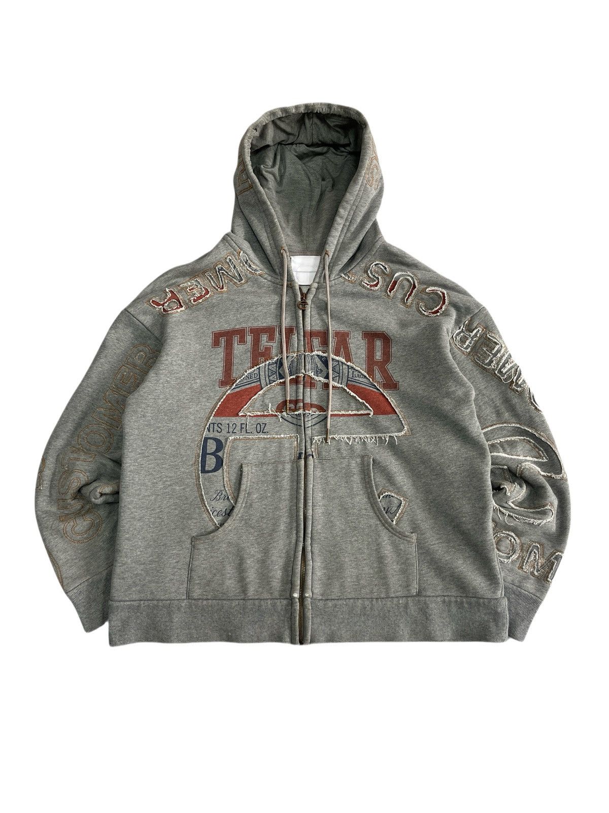 image of Telfar Cut In Tour Hoodie in Grey, Men's (Size Small)