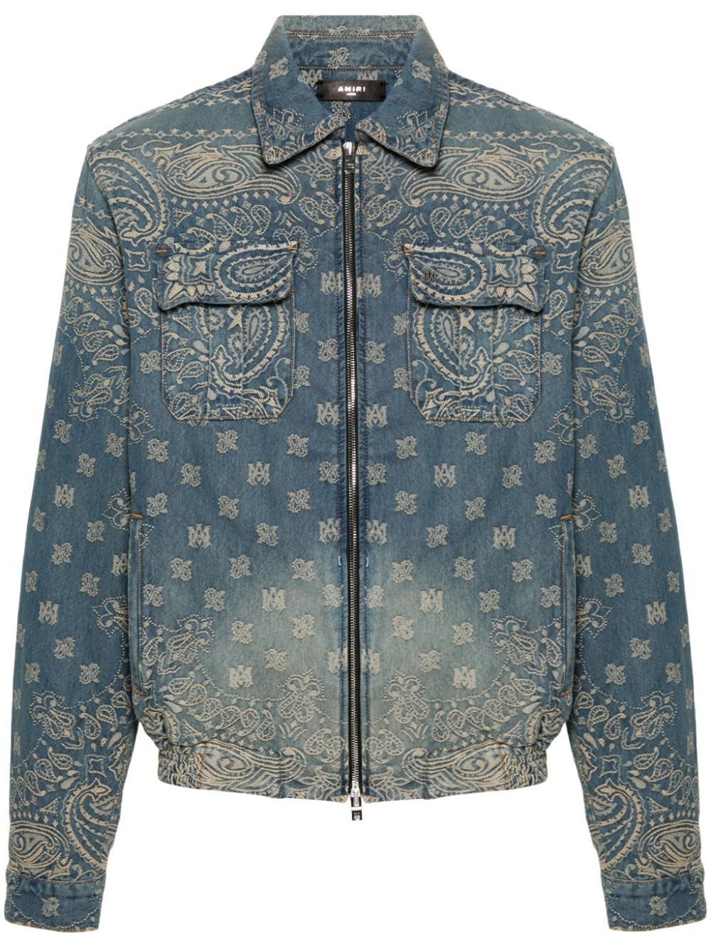 Amiri oc11z0225 Embroidered Denim Jacket in Blue/Beige Size US S / EU 44-46 / 1 - 1 Thumbnail