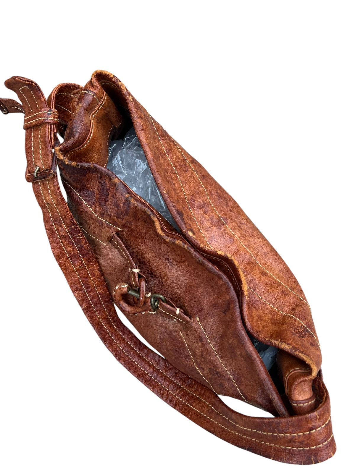 Leather Trashed Genten Japan Distress Patina Leather Bag Bucket Size ONE SIZE - 18 Thumbnail