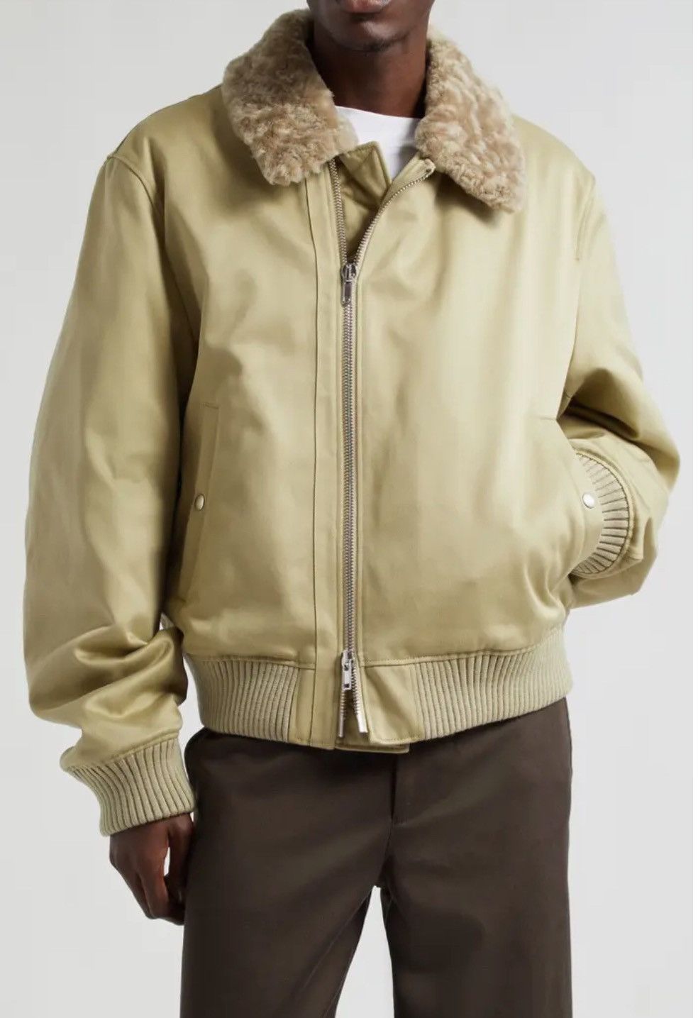Burberry Burberry Cotton Sateen Bomber Jacket w Shearling Collar 2024 Size US XL / EU 56 / 4 - 9 Thumbnail