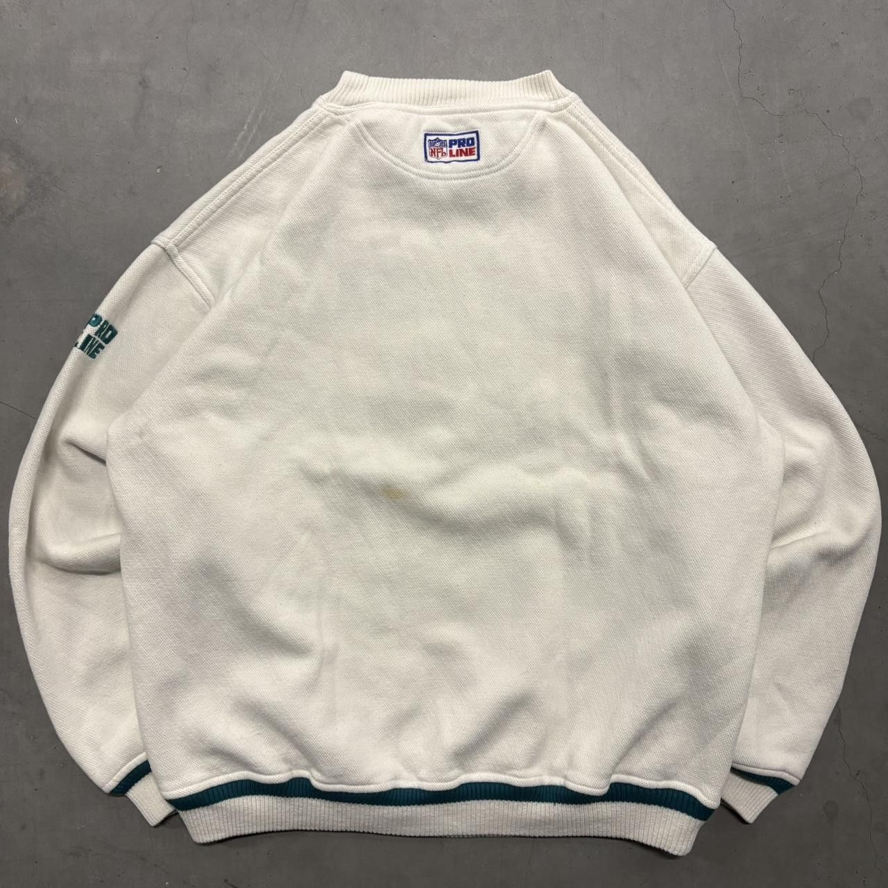 Vintage Crazy Vintage Y2K/2000s Miami Dolphins NFL Vintage White Stained Sweater! Size US XL / EU 56 / 4 - 3 Thumbnail