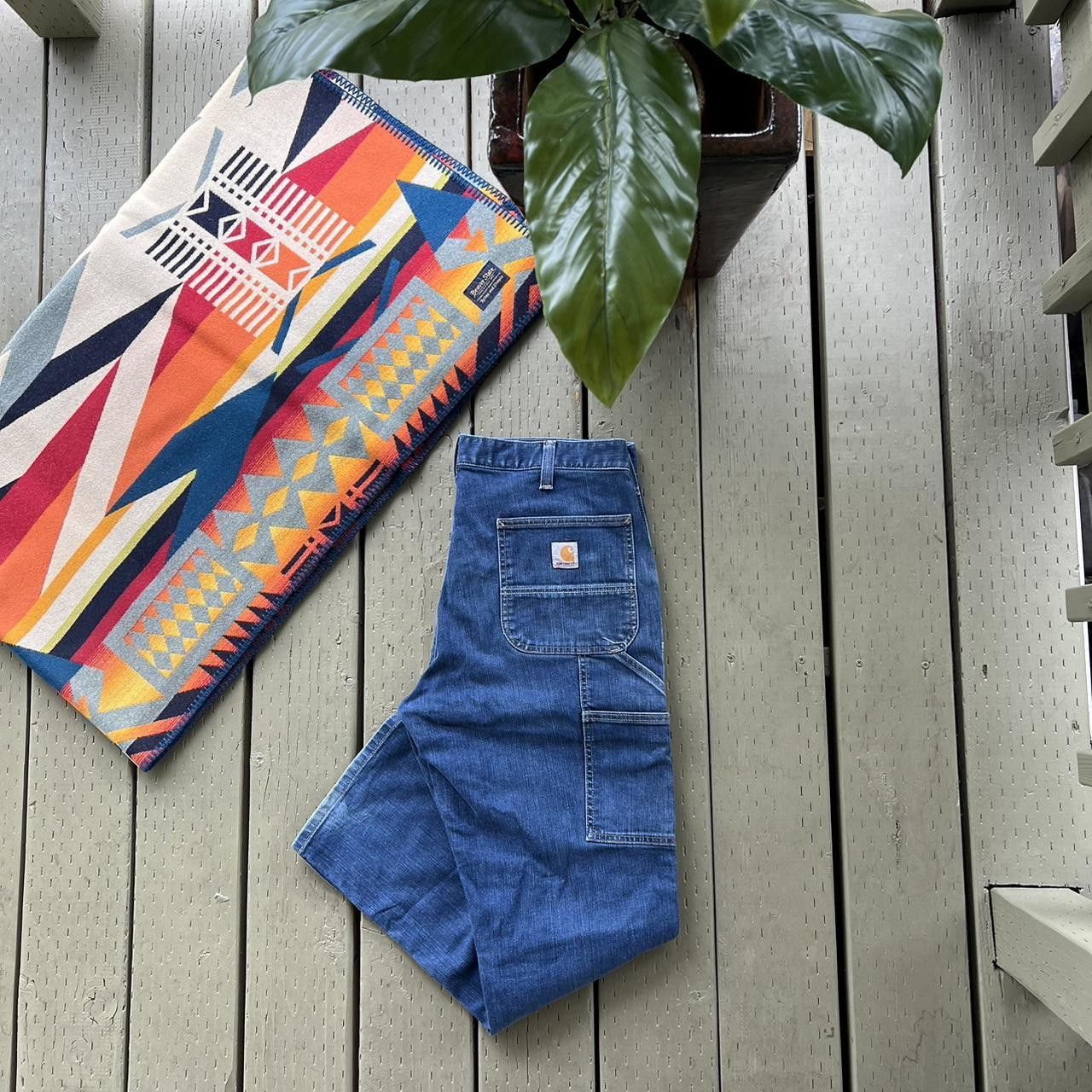Carhartt Vintage Y2K Carhartt denim blue double knee work wear pants Size US 34 / EU 50 - 1 Thumbnail