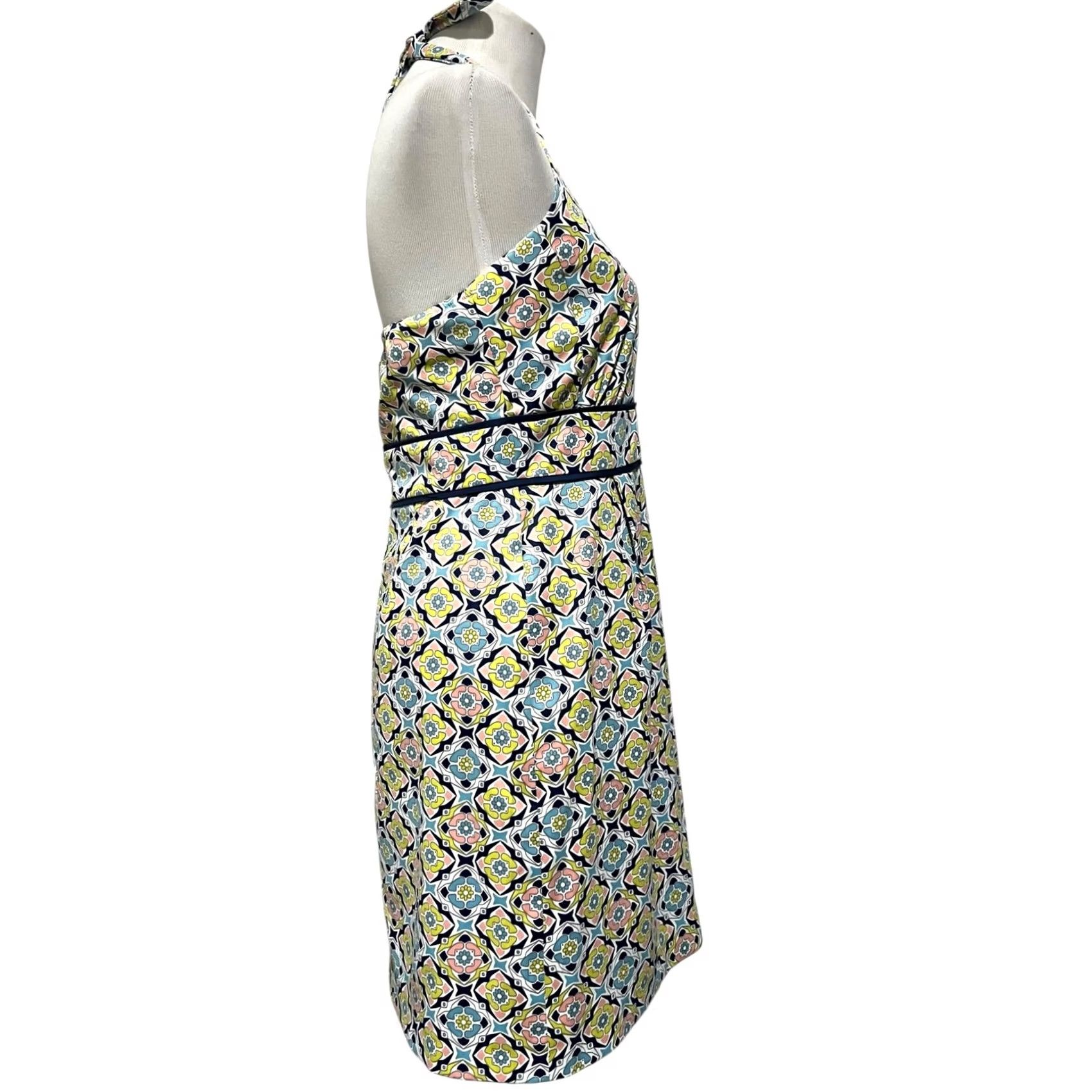 Vintage Jade Melody Tam Halter Dress V-Neck Preppy Blue Pink Green Cotton Blend Sz M Dress Sundress Sleeveless Knee Length Adult Womens V-Neck Beac… Size M / US 6-8 / IT 42-44 - 7 Thumbnail
