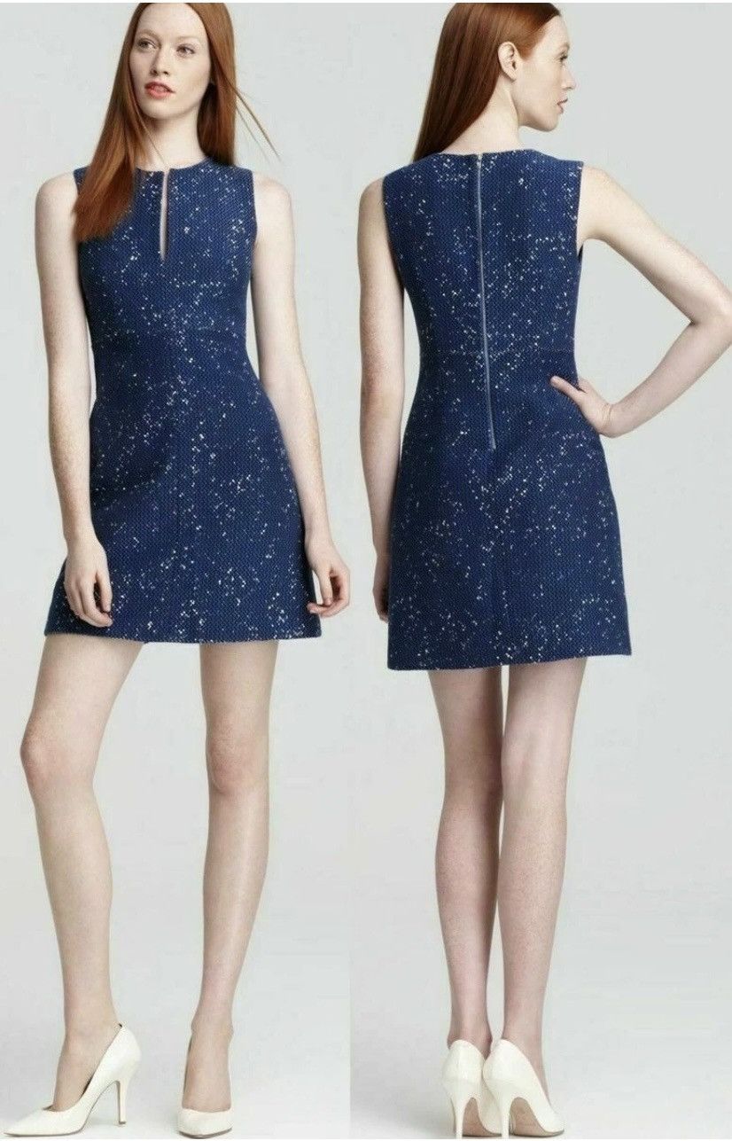 Diane von Furstenberg Diane von Furstenberg Yvette blue painted tweed dress 10 US Size L / US 10 / IT 46 - 6 Thumbnail