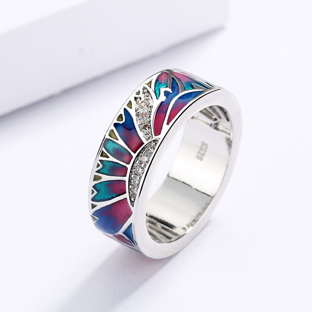 Jewelry Sun Shape Handmade Enamel Ring Size ONE SIZE - 4 Thumbnail