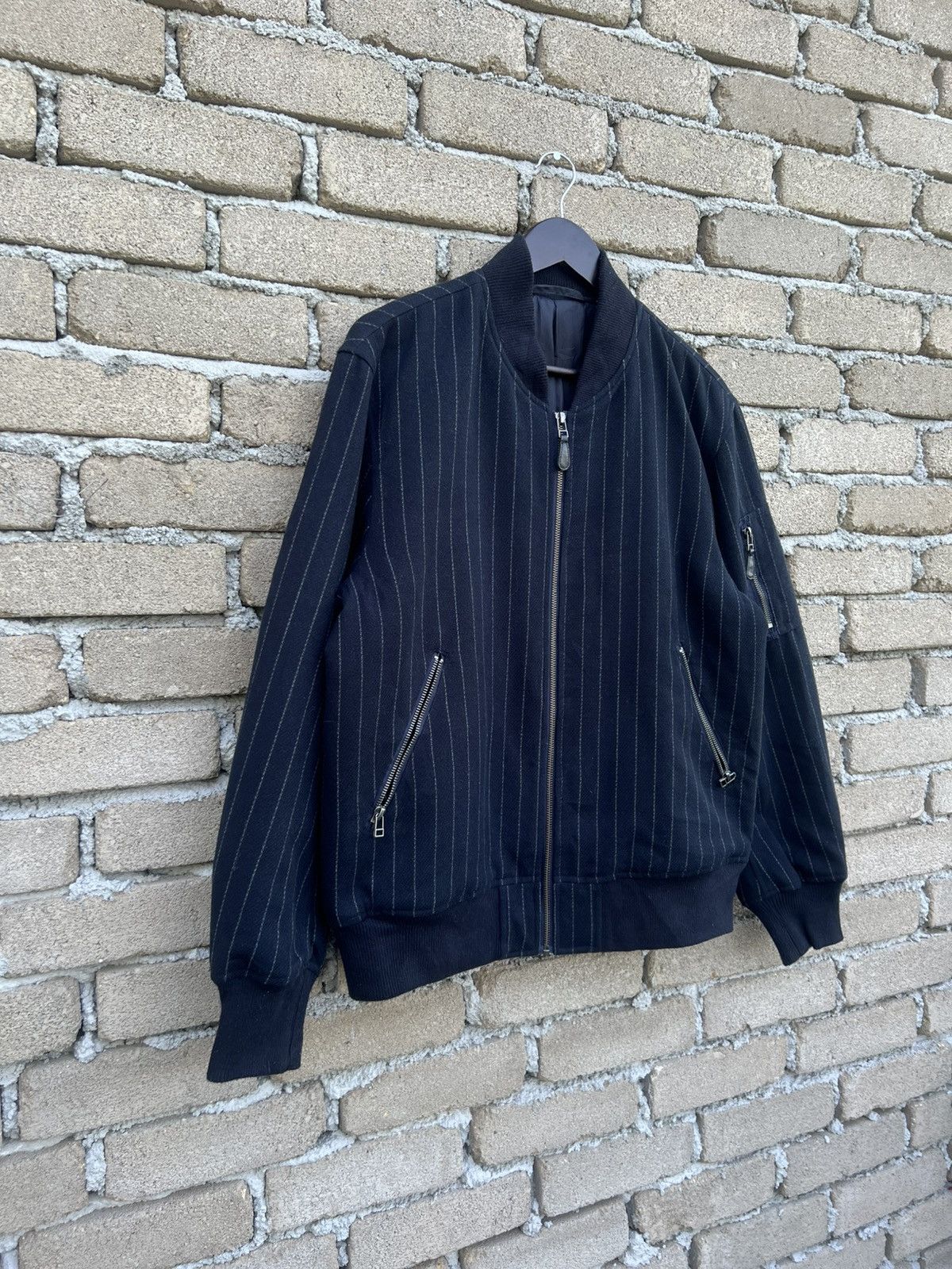 Japanese Brand Japanese Wool Stripe Bomber Style Jacket Size US L / EU 52-54 / 3 - 3 Thumbnail