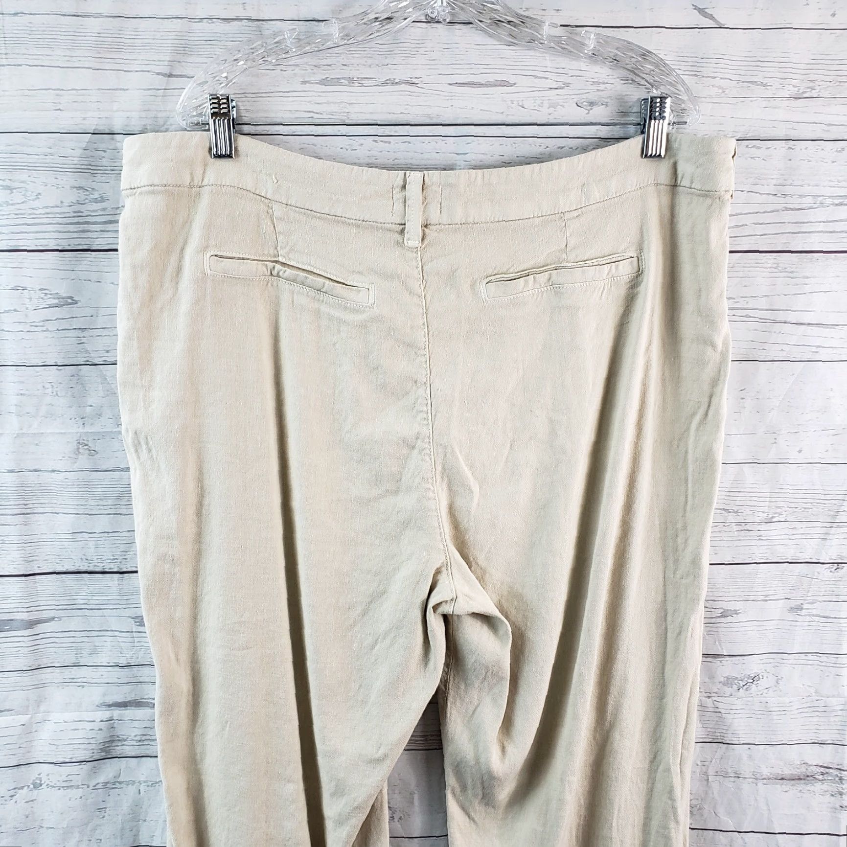 NYDJ VINTAGE NYDJ Womens Claire Trousers 18 Long Beige Linen Blend High Rise Pants Womens Size 40" / US 18 - 4 Thumbnail