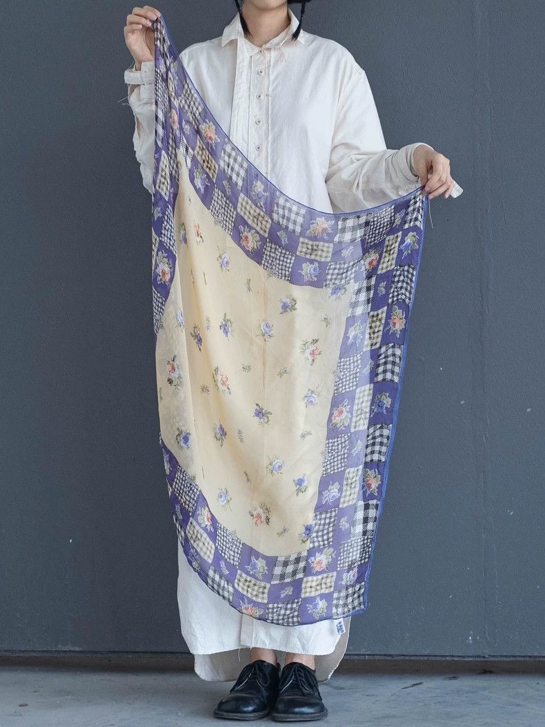 Kenzo KENZO Vintage purple embroidered checkered silk scarf Size ONE SIZE - 3 Thumbnail