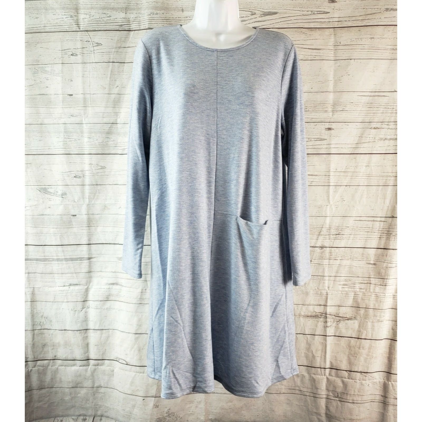 Vintage PureJill Womens Luxe Tencel Tunic Dress Sz Medium Blue Long Sleeve Pockets Shirt Dress Womens Medium Blue 90s? Size M / US 6-8 / IT 42-44 - 2 Thumbnail