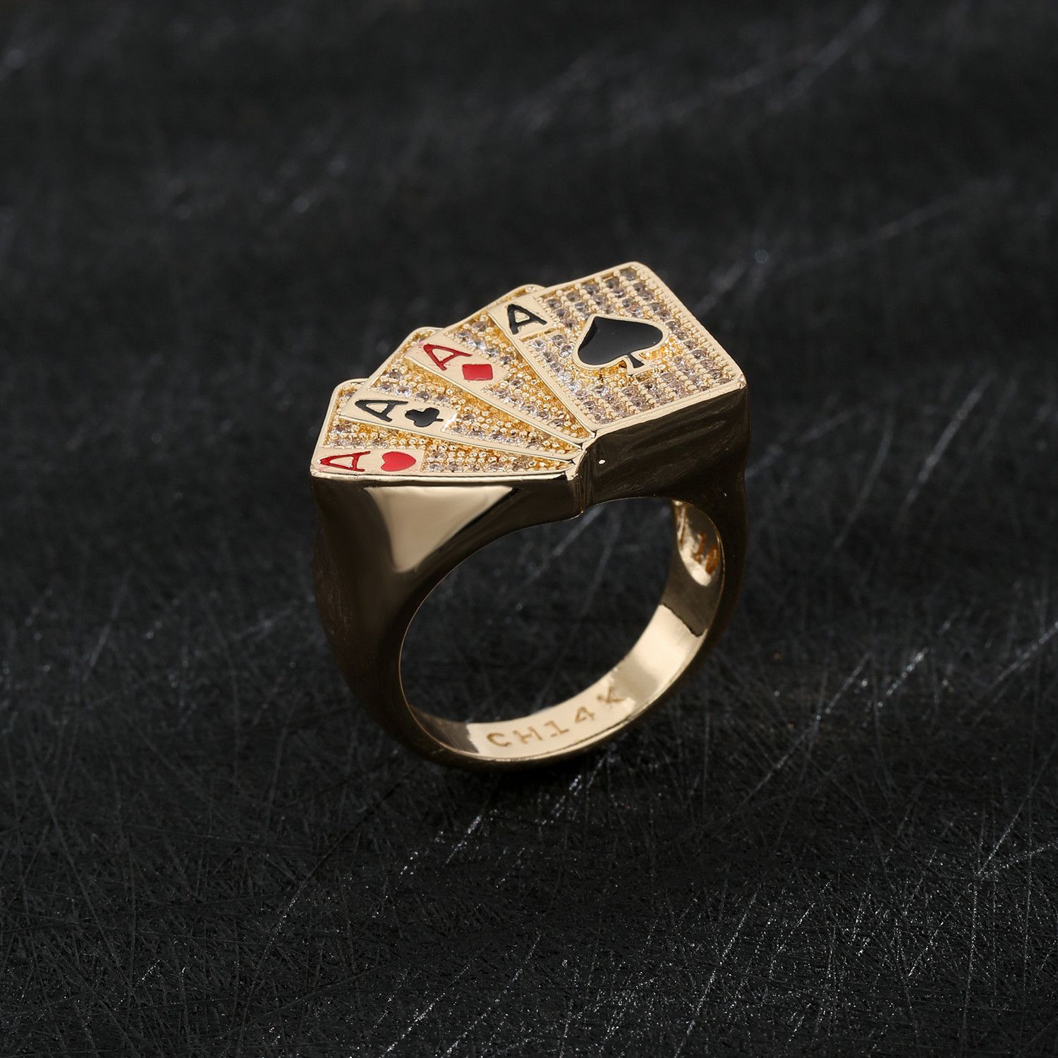 Other SIZE 9 A Poker 14K Gold Plated Brass Ring Size ONE SIZE - 2 Thumbnail