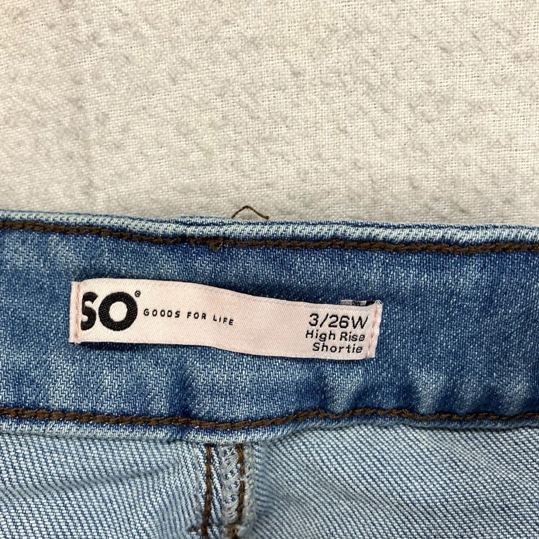 Denime SO Shortie Hi-Rise Denim Shorts Cuffed Med Wash Blue Pockets Junior Size 3/26 Size 26" / US 2 / IT 38 - 3 Thumbnail