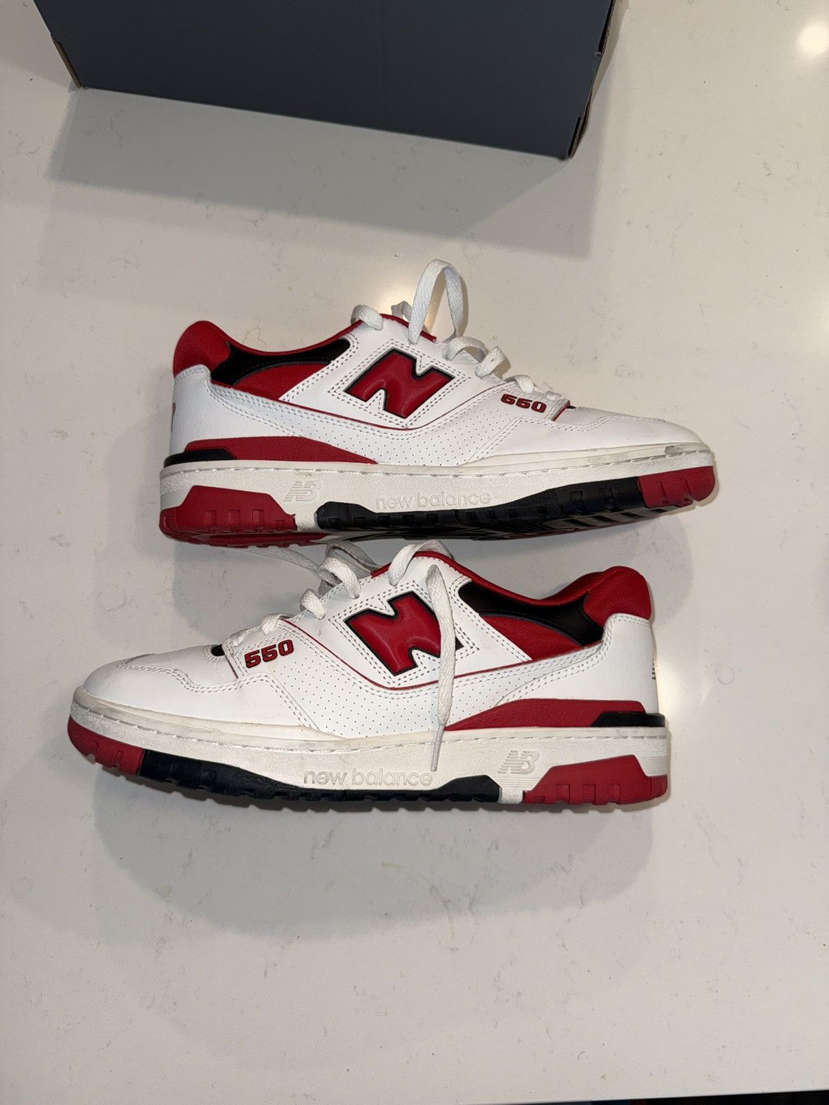 New Balance New Balance White/Red BB550-Style Sneakers size 9.5 Size US 9.5 / EU 42-43 - 2 Thumbnail