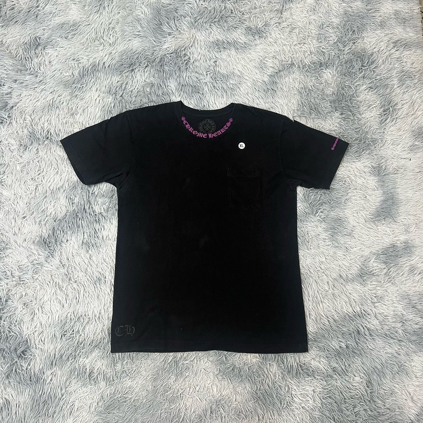 Chrome Hearts Chrome Hearts Neon Pink Stripe Logo Tee | Grailed
