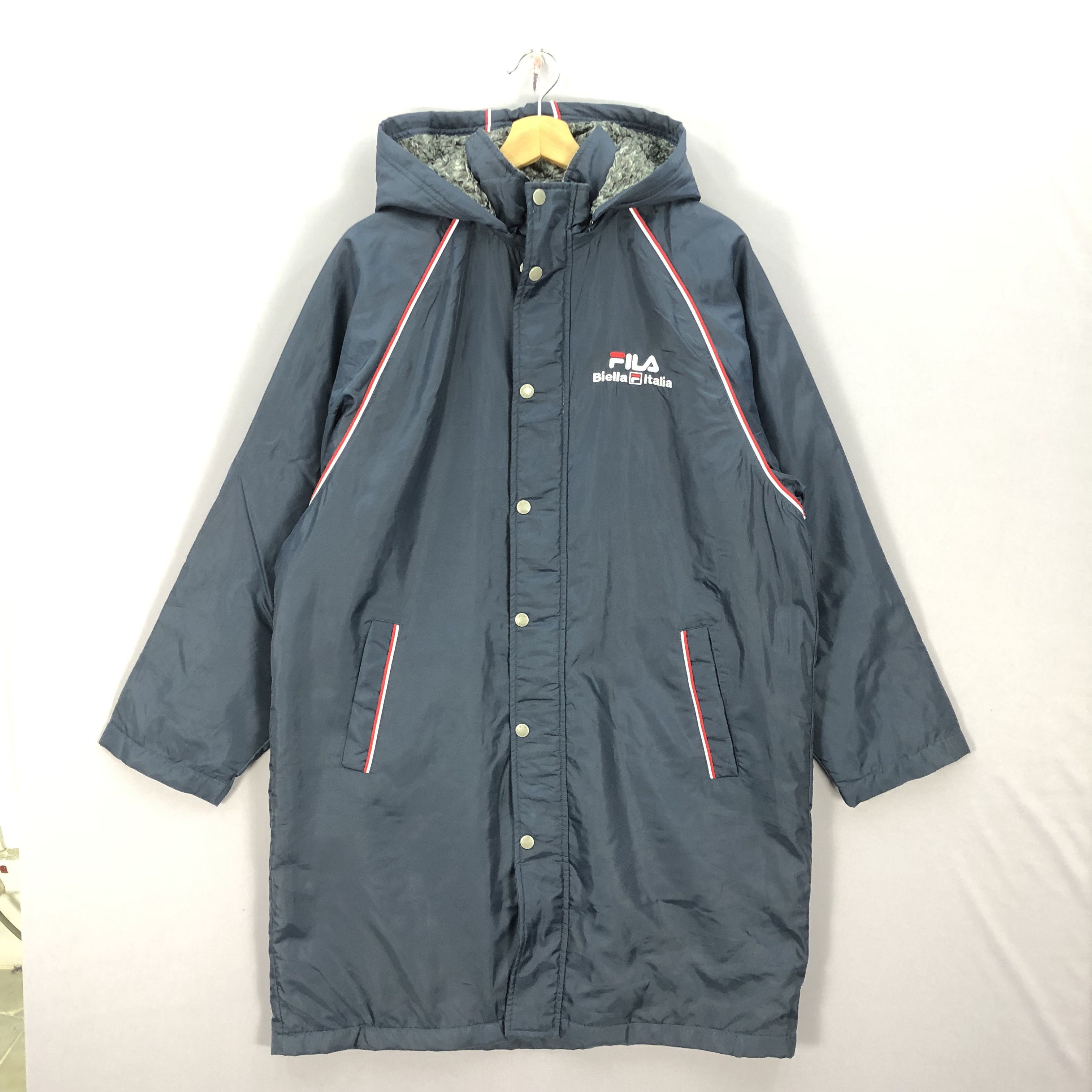 Fila × Vintage Vintage Fila Fleece Hoodie Windbreaker Long Coach Jacket Size US L / EU 52-54 / 3 - 1 Thumbnail