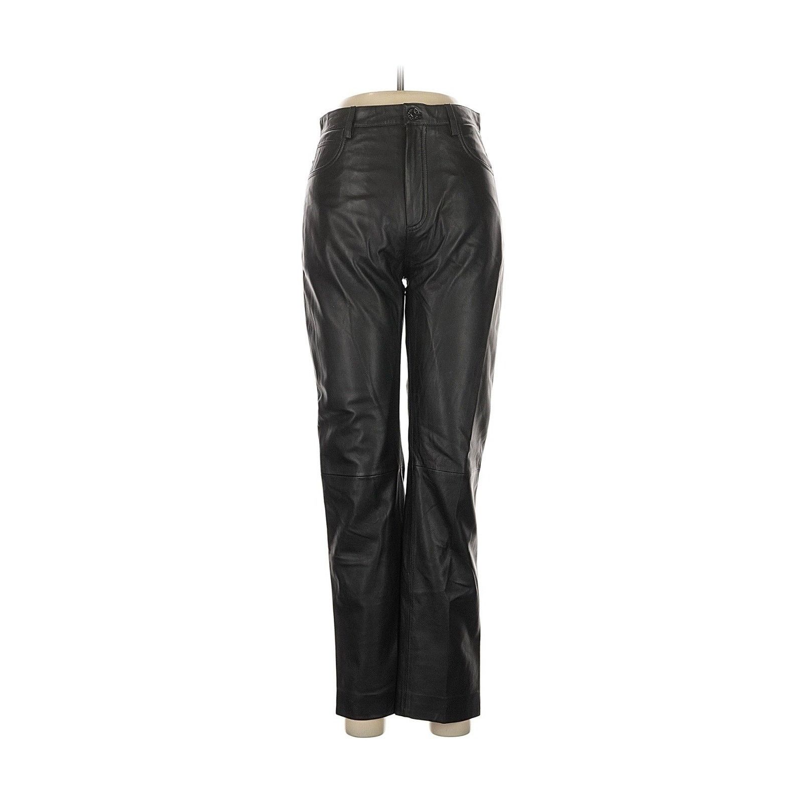 Sandro Sandro Lamb Leather Black High Waist Straight Pants 38 Us 6 Size 28" / US 6 / IT 42 - 2 Thumbnail