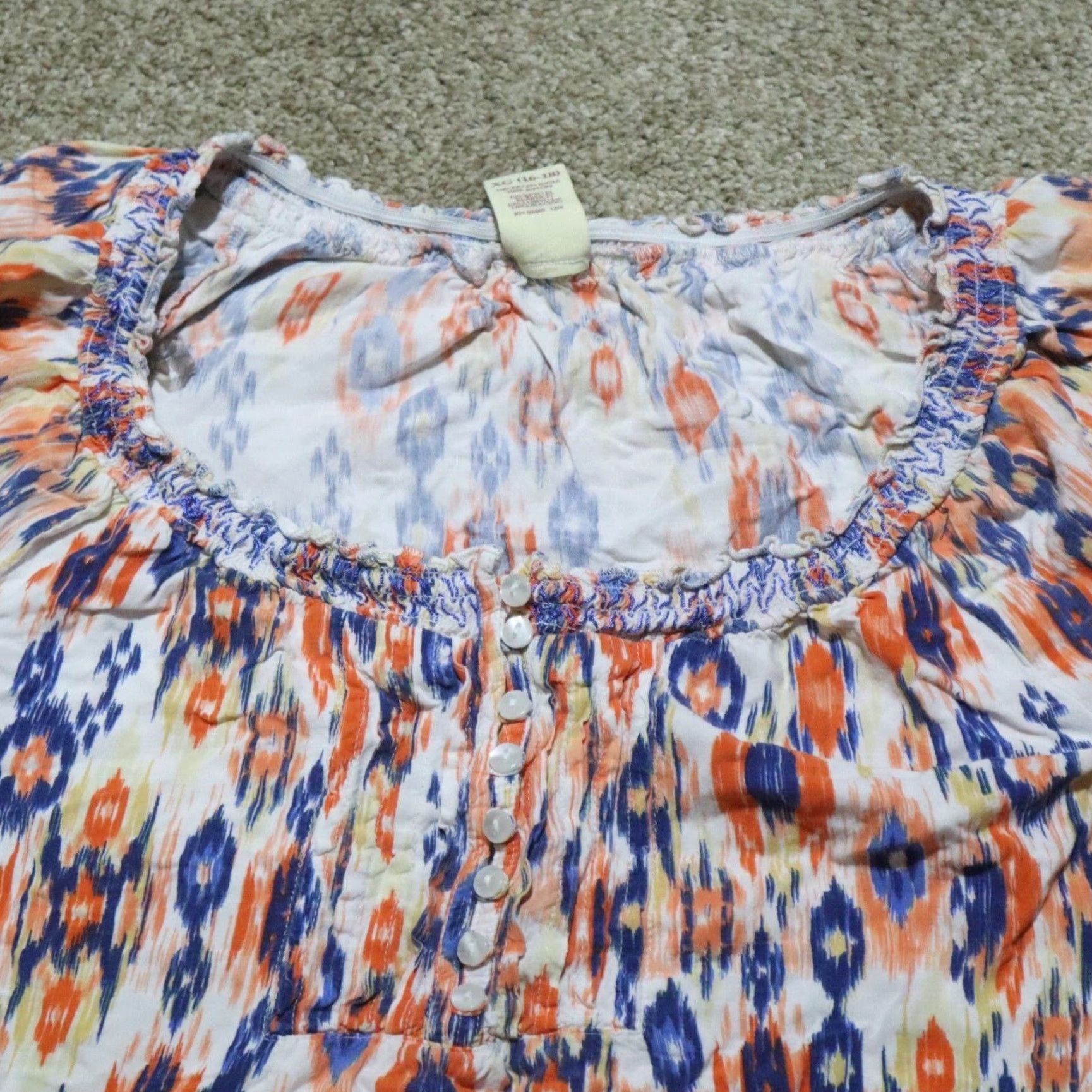Faded Glory Faded Glory Shirt Women XL Multicolor Blue Orange White Color Shirt Womens XL 16-18 Size XL / US 12-14 / IT 48-50 - 2 Thumbnail