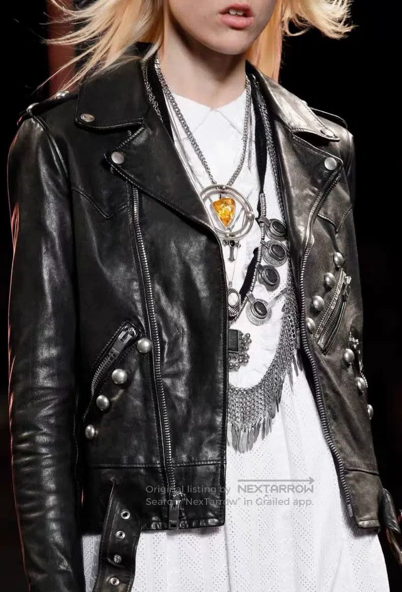 Saint Laurent Paris Saint Laurent Paris Black Leather Studs Biker Leather Jack Size US M / EU 48-50 / 2 - 8 Thumbnail