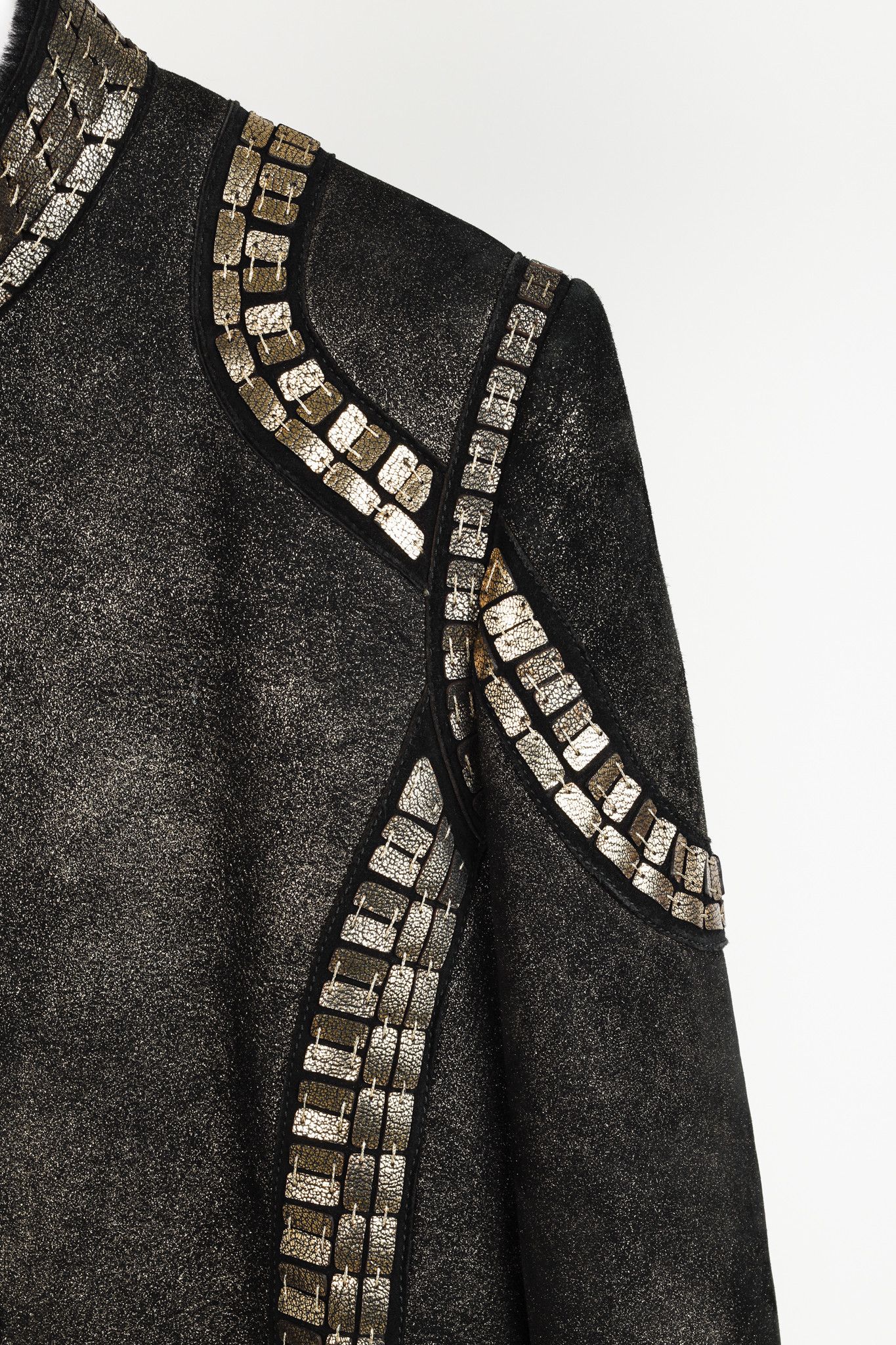 Roberto Cavalli Roberto Cavalli Embellished Black Gold Sheepskin Jacket Size M / US 6-8 / IT 42-44 - 5 Thumbnail